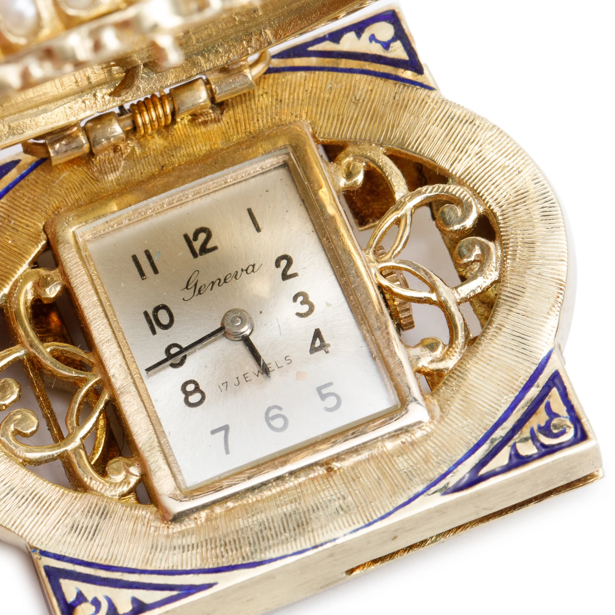 Antique 14k Yellow Gold Pearl Lady Portrait Watch Brooch/Pendant - Image 3