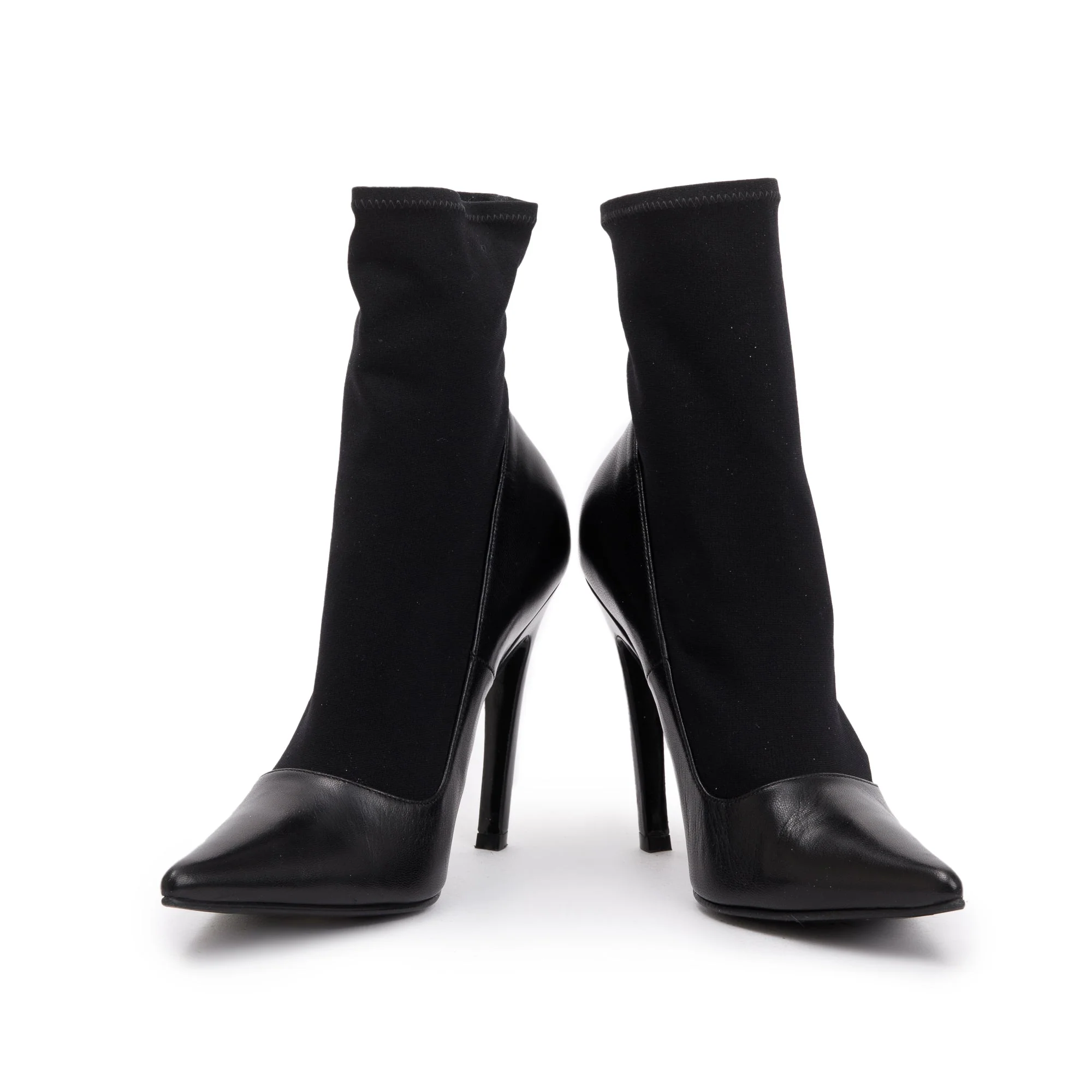 Balenciaga Black Spandex & Leather Knife 110 Bootie , Size 36 w/ Box - Image 6