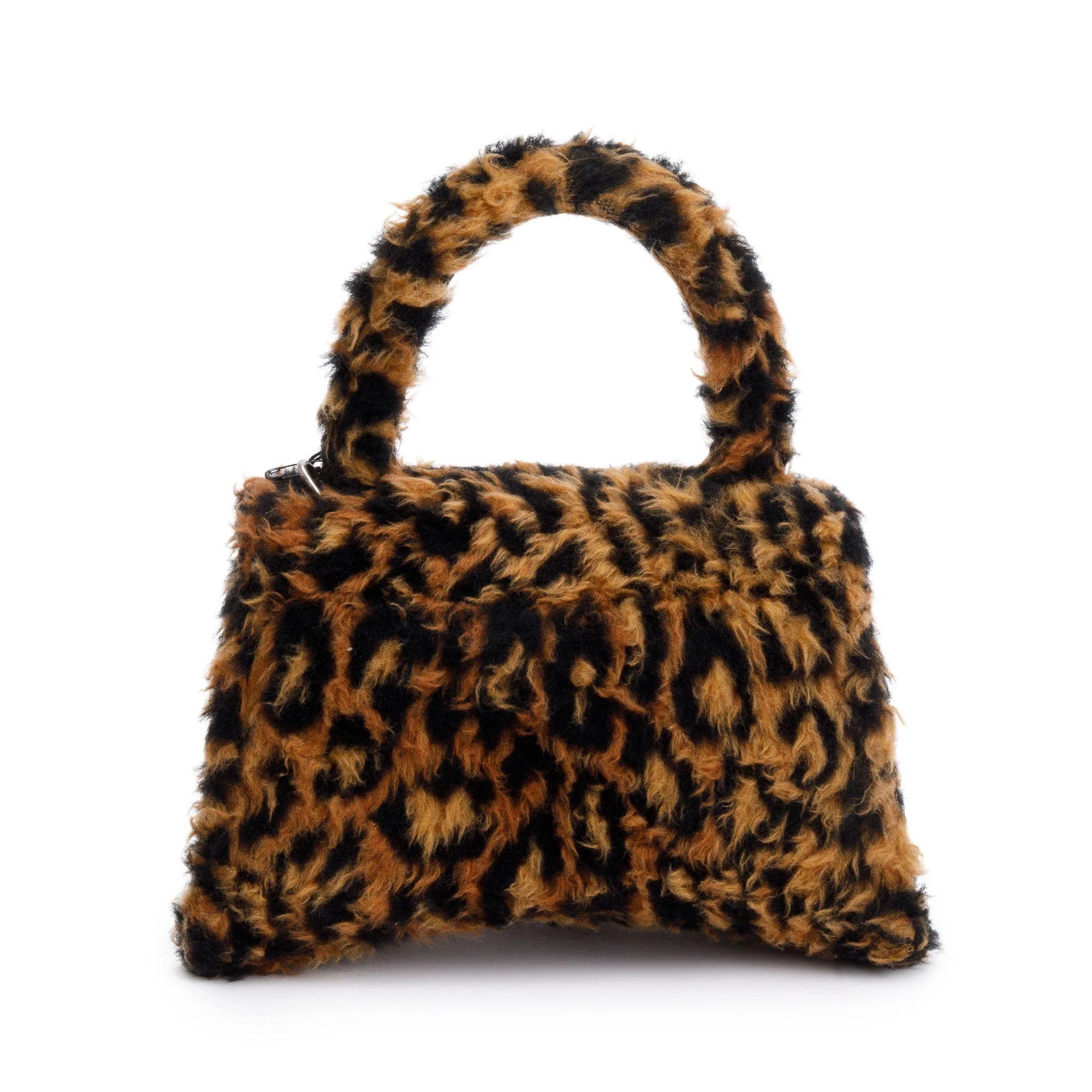 Balenciaga Brown Leopard Print Faux Fur Small Hourglass Top Handle Bag w/ Strap - Image 6