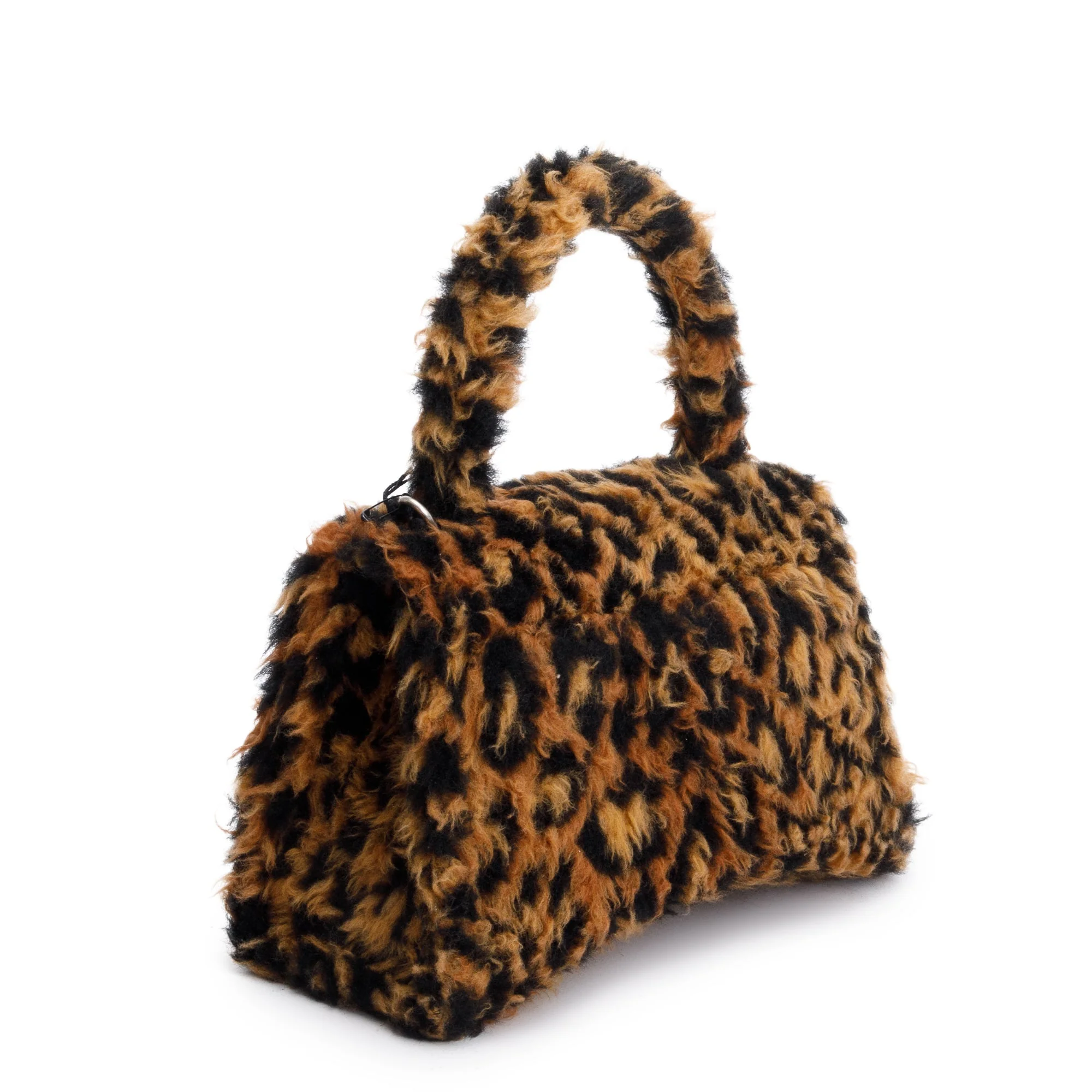 Balenciaga Brown Leopard Print Faux Fur Small Hourglass Top Handle Bag w/ Strap - Image 7