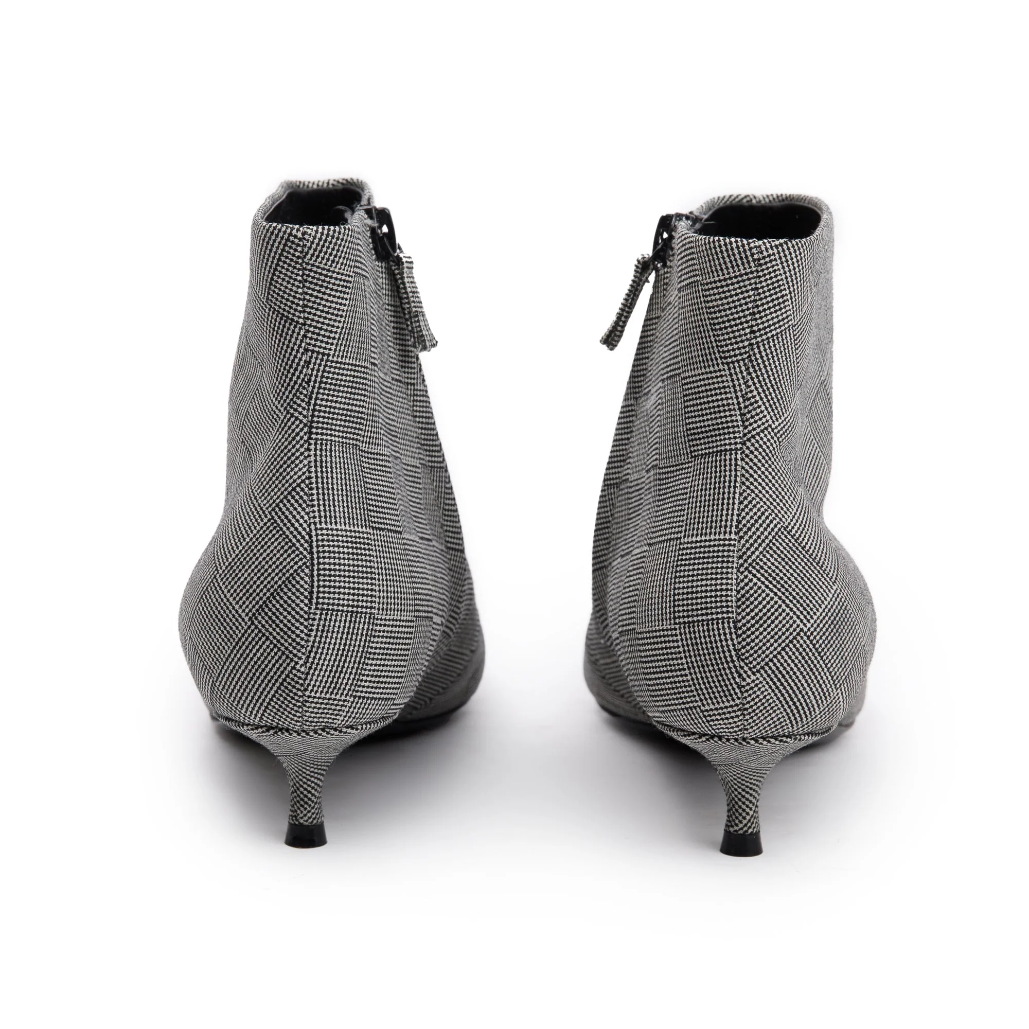 Balenciaga Grey Checked Wool Knife Pointy Toe Ankle Boots, Size 35.5 w/ Box - Image 5
