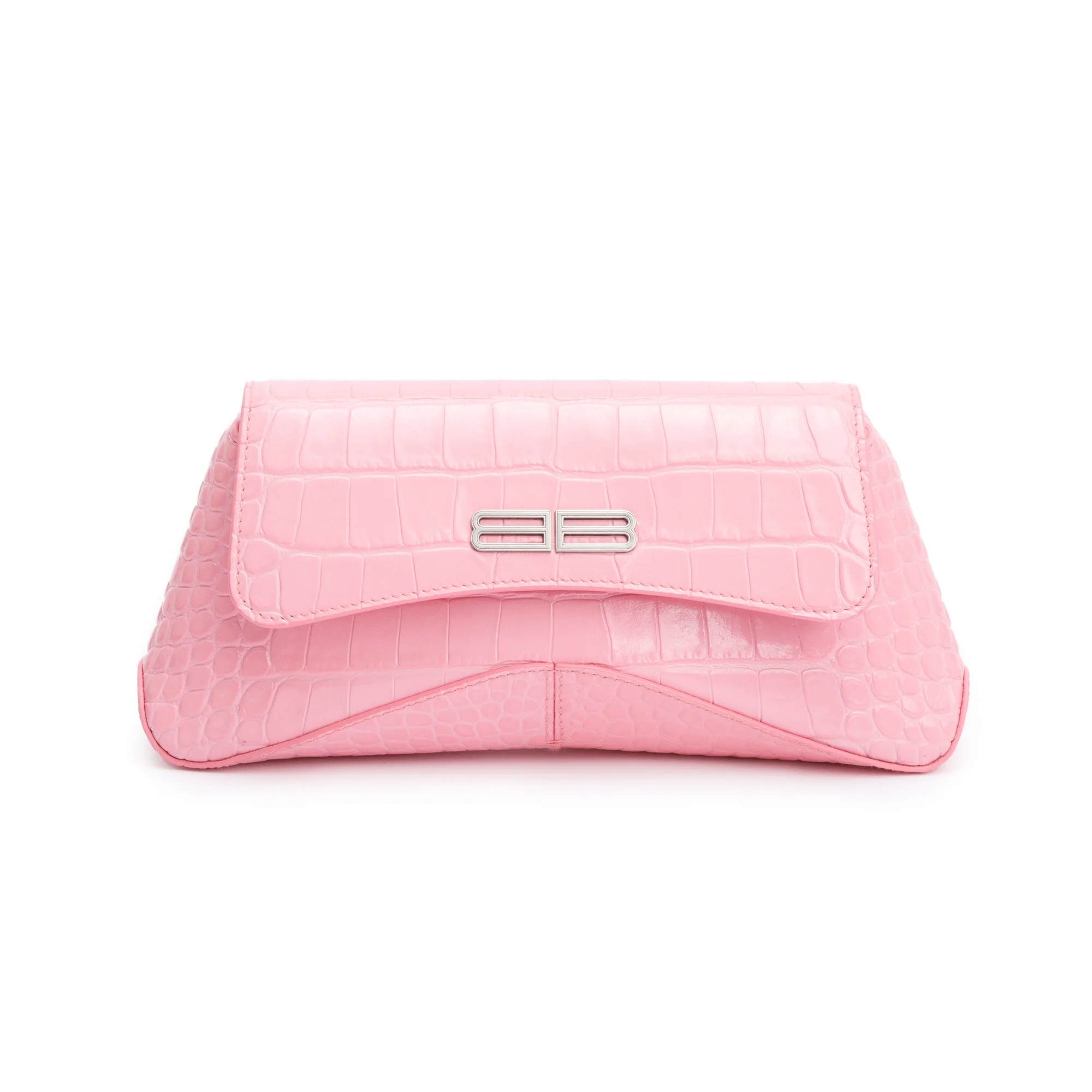 Balenciaga Pink Croc-Embossed Leather XX Small Flap Crossbody Bag - Image 3