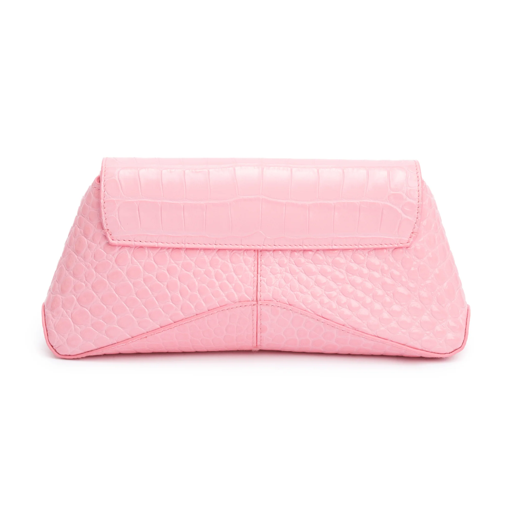 Balenciaga Pink Croc-Embossed Leather XX Small Flap Crossbody Bag - Image 5