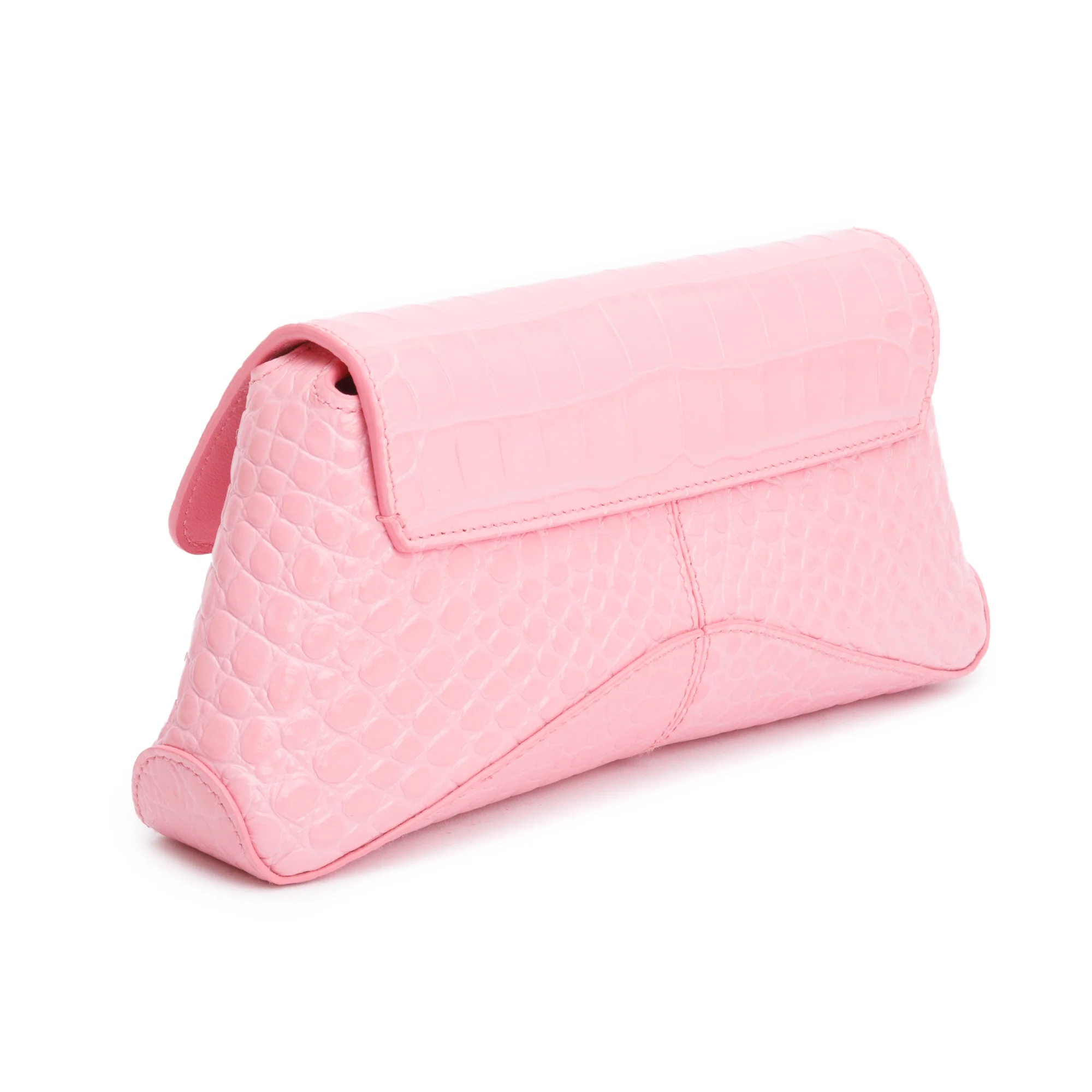 Balenciaga Pink Croc-Embossed Leather XX Small Flap Crossbody Bag - Image 6