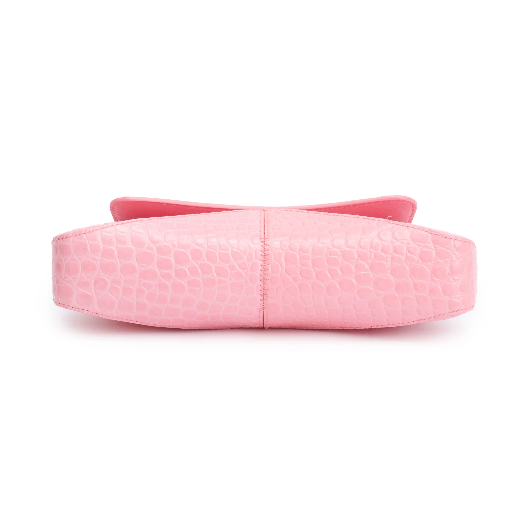 Balenciaga Pink Croc-Embossed Leather XX Small Flap Crossbody Bag - Image 7