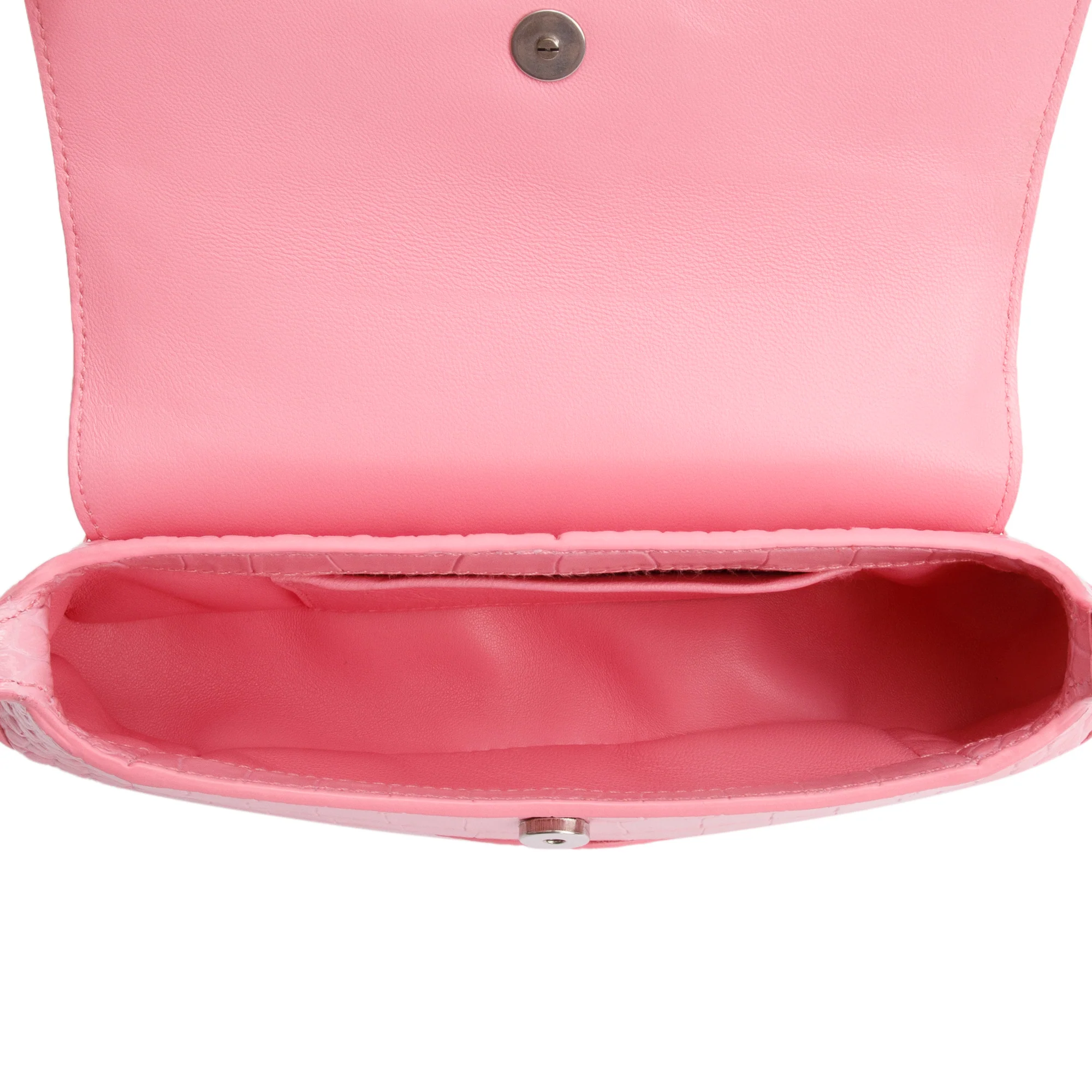 Balenciaga Pink Croc-Embossed Leather XX Small Flap Crossbody Bag - Image 8