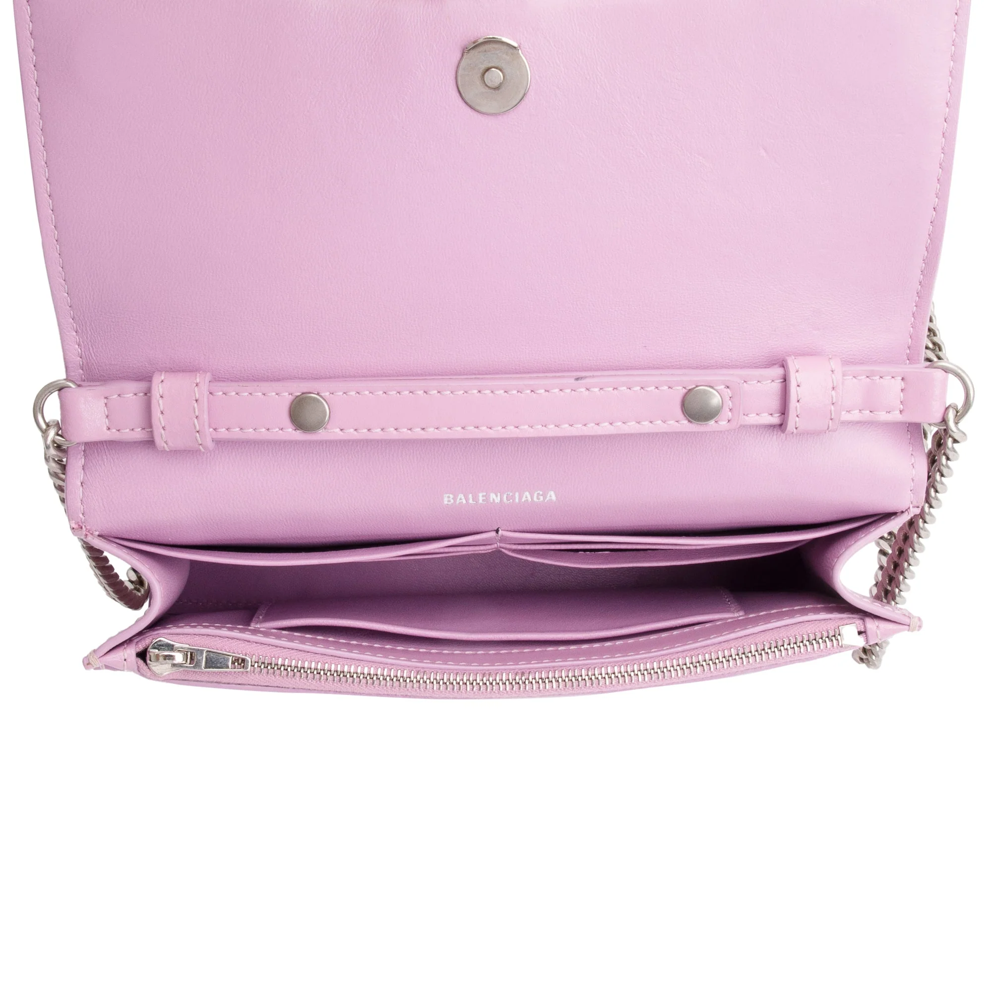 Balenciaga Purple Smooth Leather Hourglass Wallet on Chain - Image 12