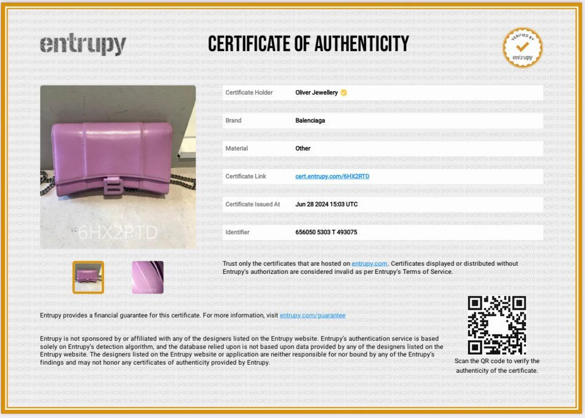 Balenciaga Purple Smooth Leather Hourglass Wallet on Chain - Image 13