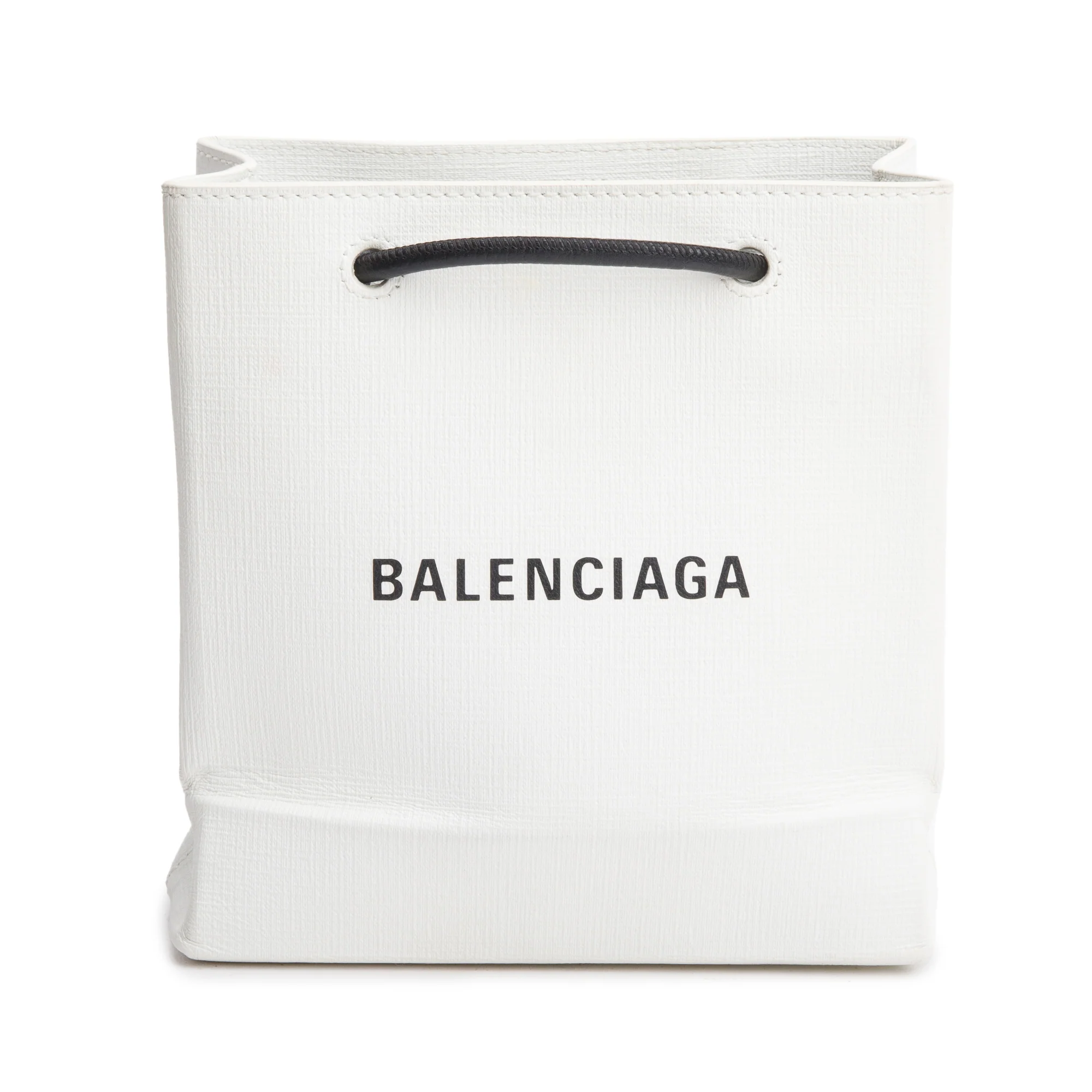 Balenciaga White Calfskin Leather XXS Logo Leather Shopping Tote - Image 3