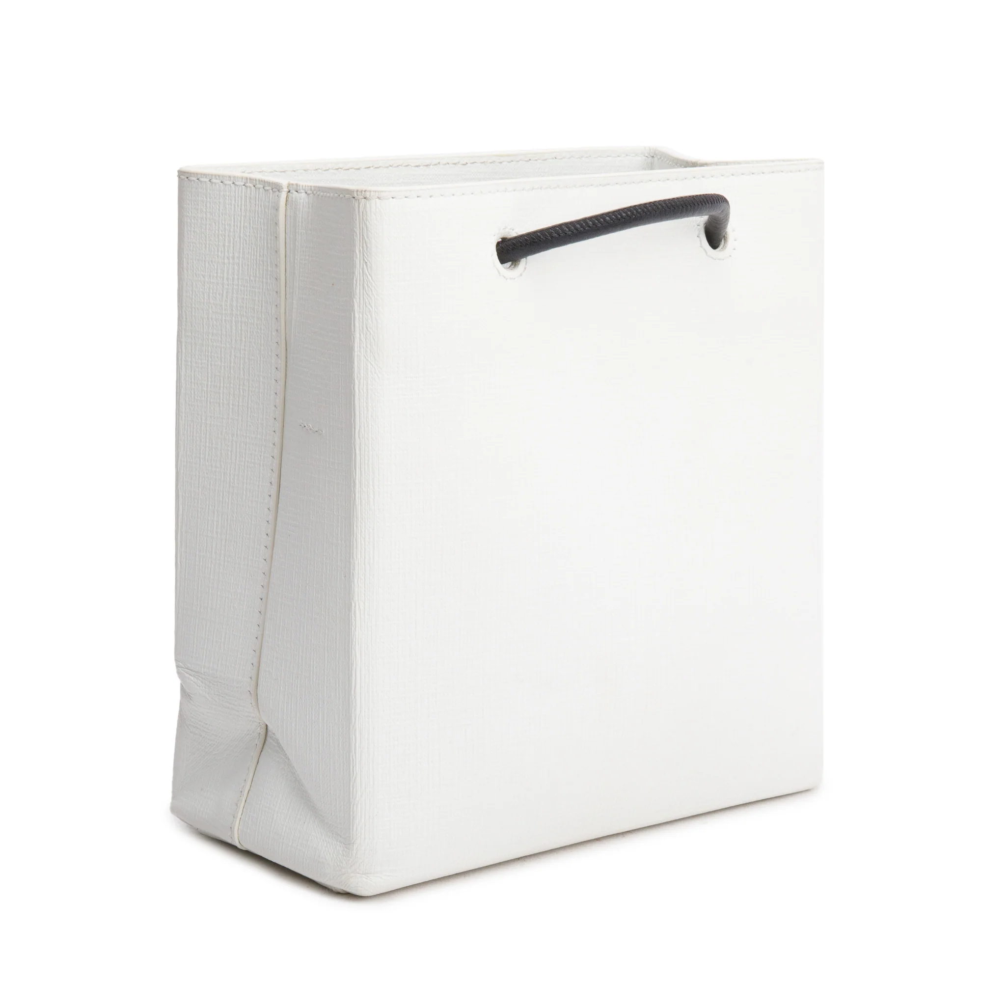 Balenciaga White Calfskin Leather XXS Logo Leather Shopping Tote - Image 6