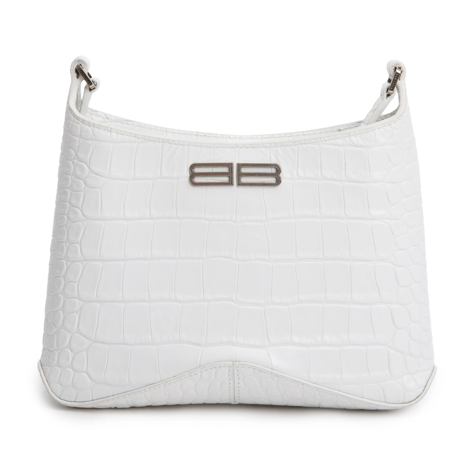 Balenciaga White Croc-Embossed Leather Xx Small Hobo Bag - Image 3