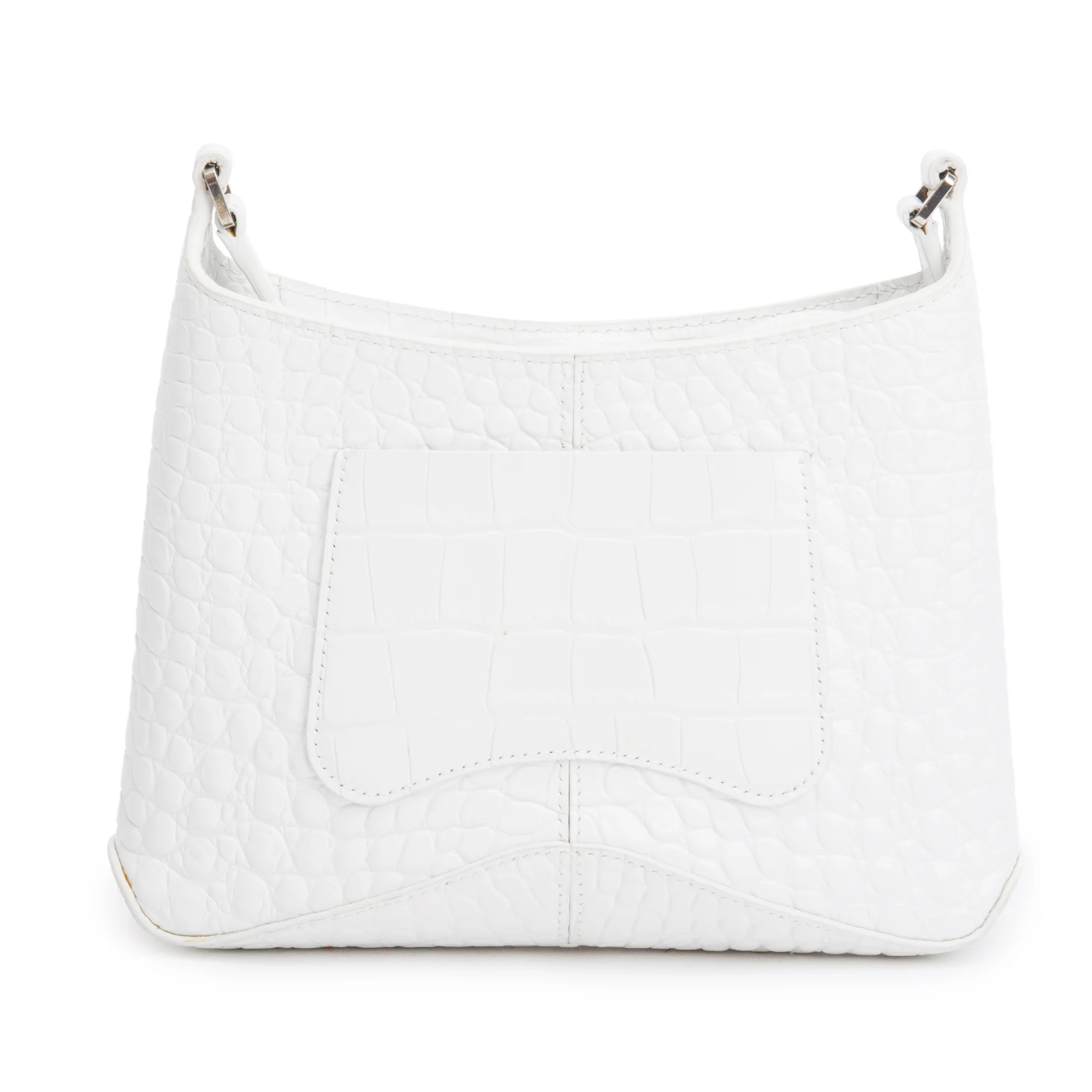 Balenciaga White Croc-Embossed Leather Xx Small Hobo Bag - Image 5
