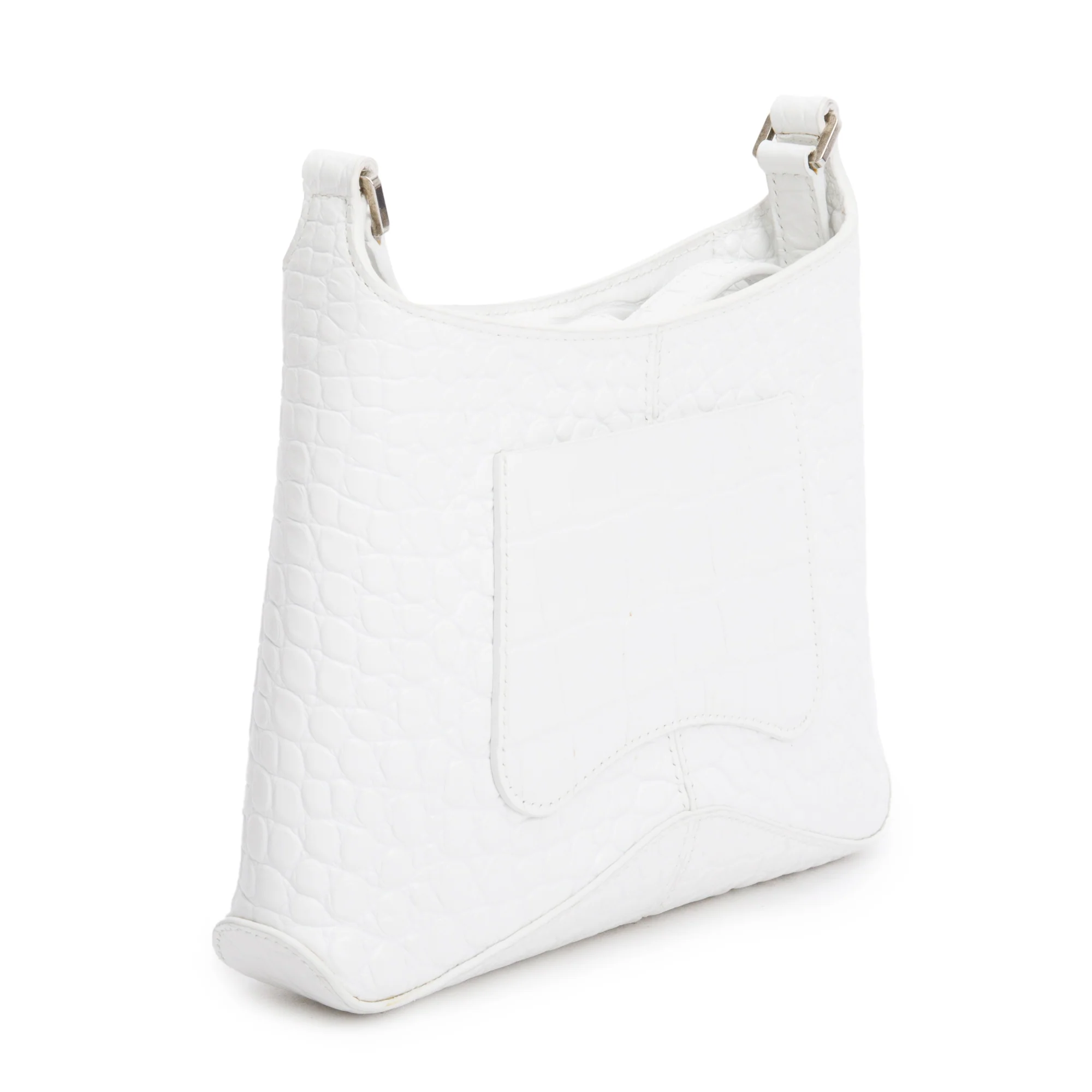 Balenciaga White Croc-Embossed Leather Xx Small Hobo Bag - Image 6