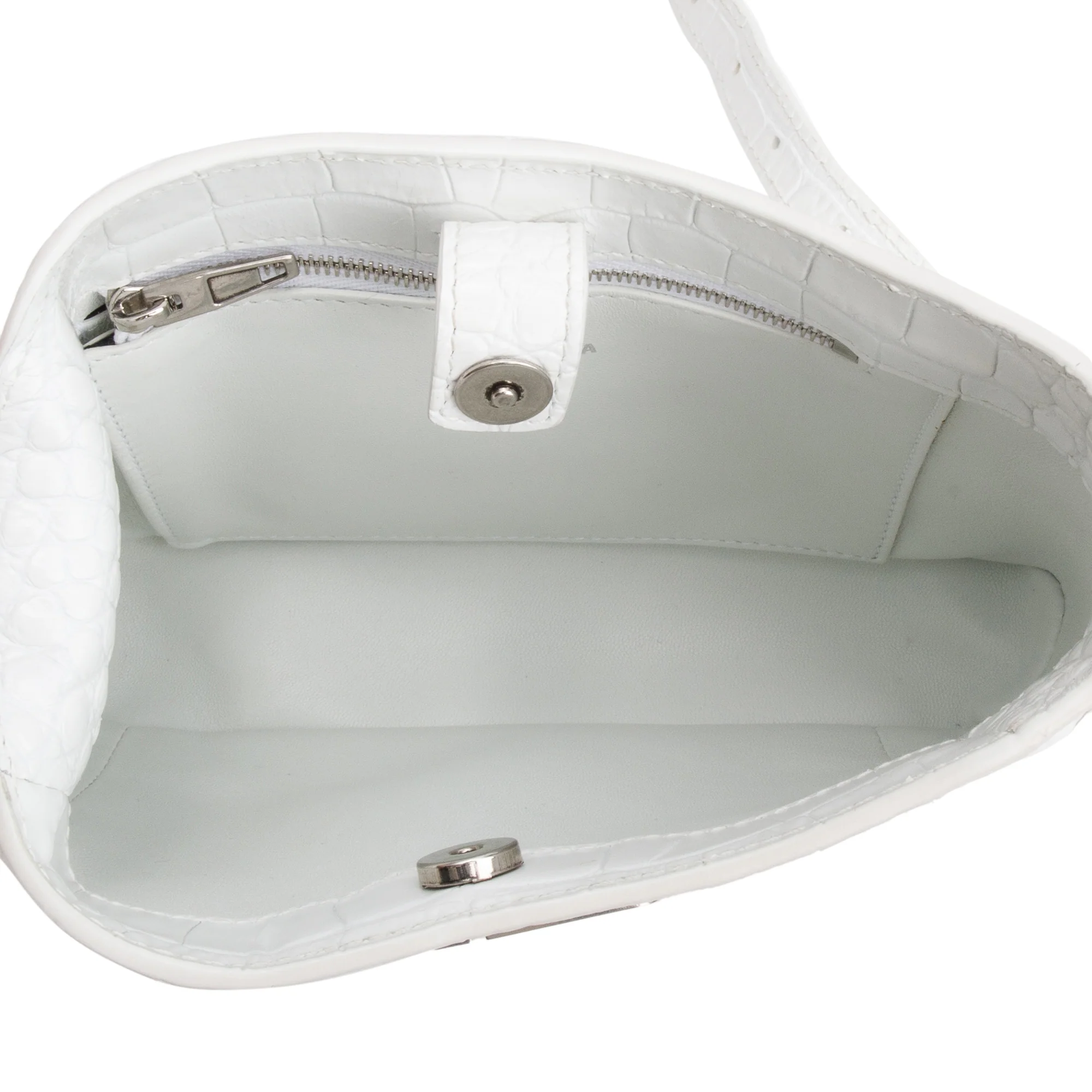 Balenciaga White Croc-Embossed Leather Xx Small Hobo Bag - Image 8