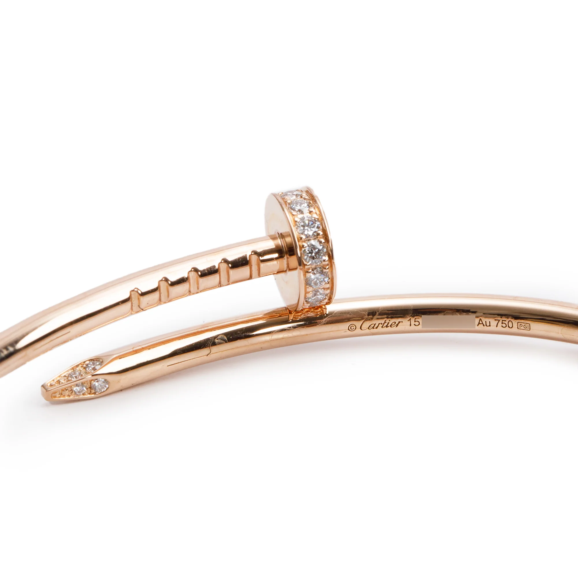 Cartier 18k Rose Gold Juste Un Clou Diamond Bracelet, Small Model, Size 15 w/ Box, Receipt & Certificate - Image 3