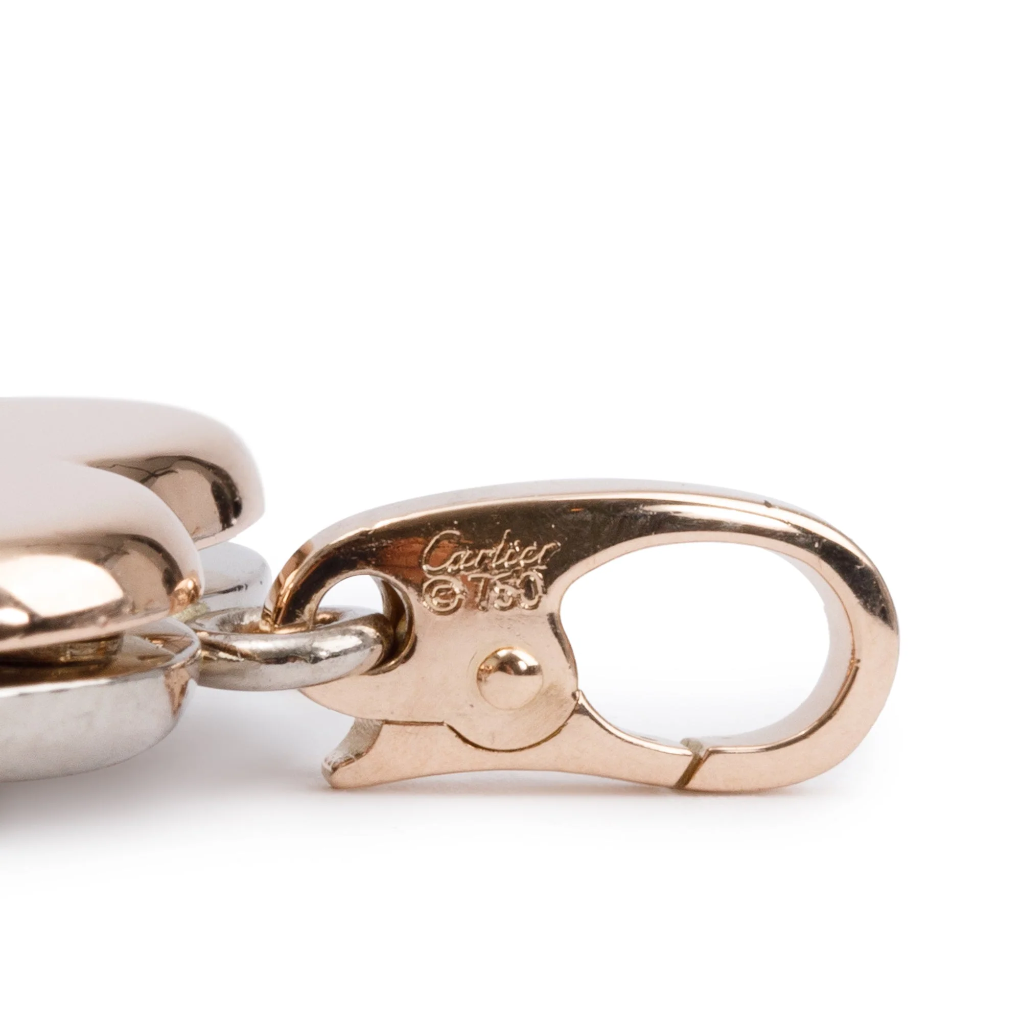 Cartier Vintage 18k White & Rose Gold Double Heart Charm - Image 4