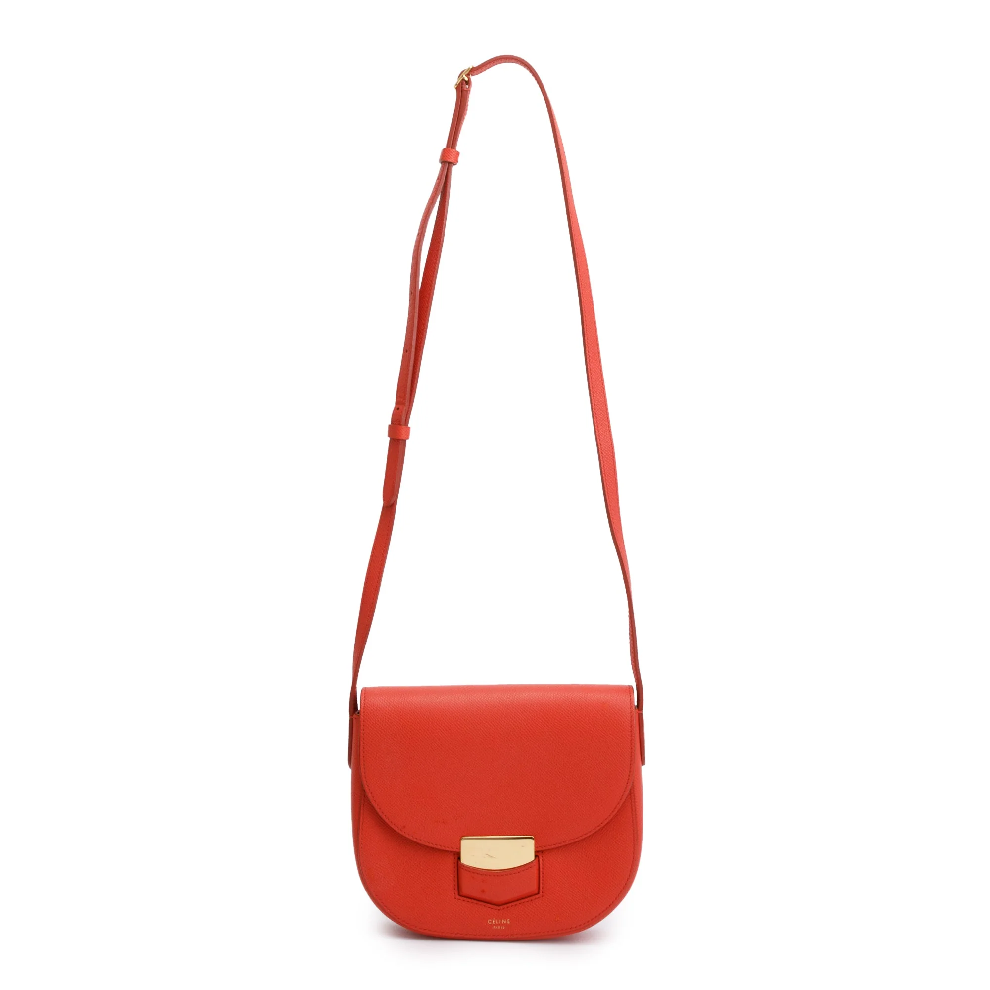 Celine Red Grained Leather Small Trotteur Crossbody Bag - Image 3