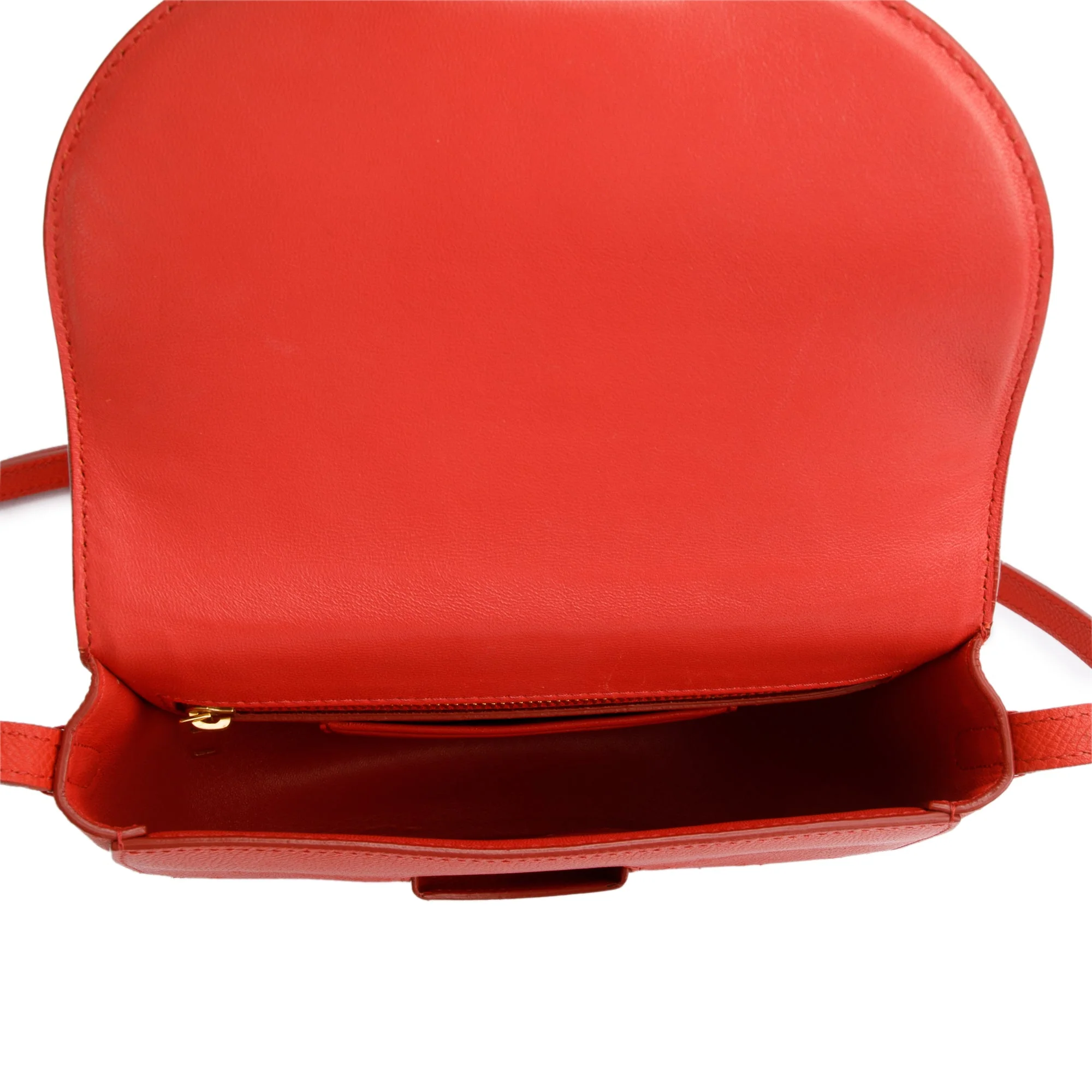 Celine Red Grained Leather Small Trotteur Crossbody Bag - Image 6