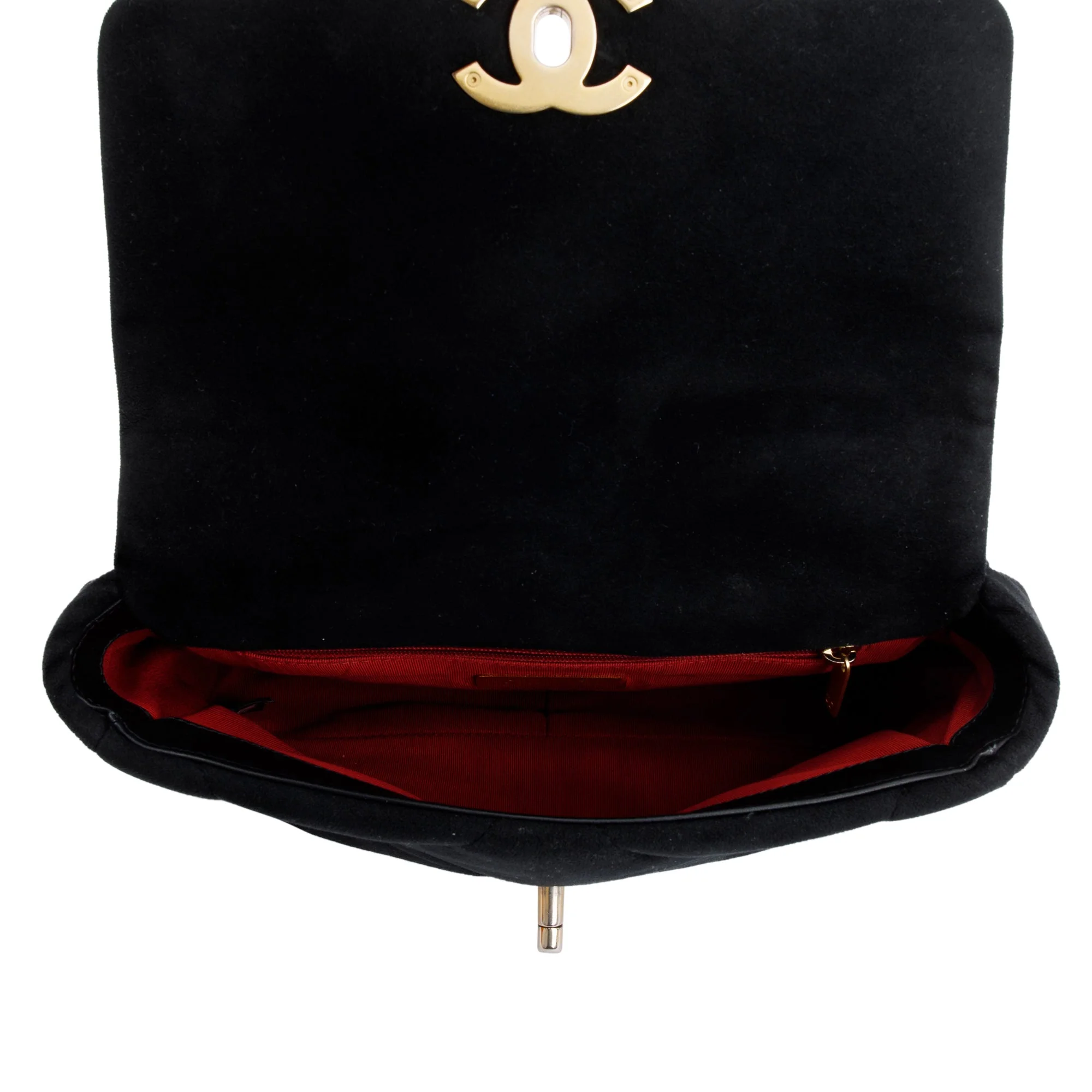 Chanel 2020 Black Velvet Medium 19 Flap Bag w/ Box & Authenticity Card - Image 15