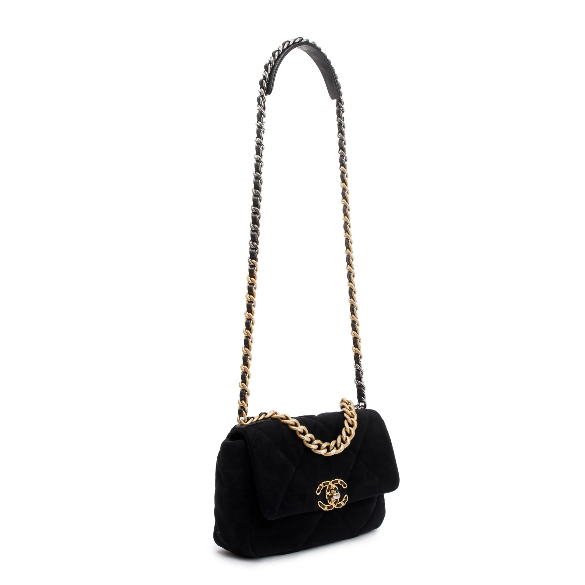 Chanel 2020 Black Velvet Medium 19 Flap Bag w/ Box & Authenticity Card - Image 5