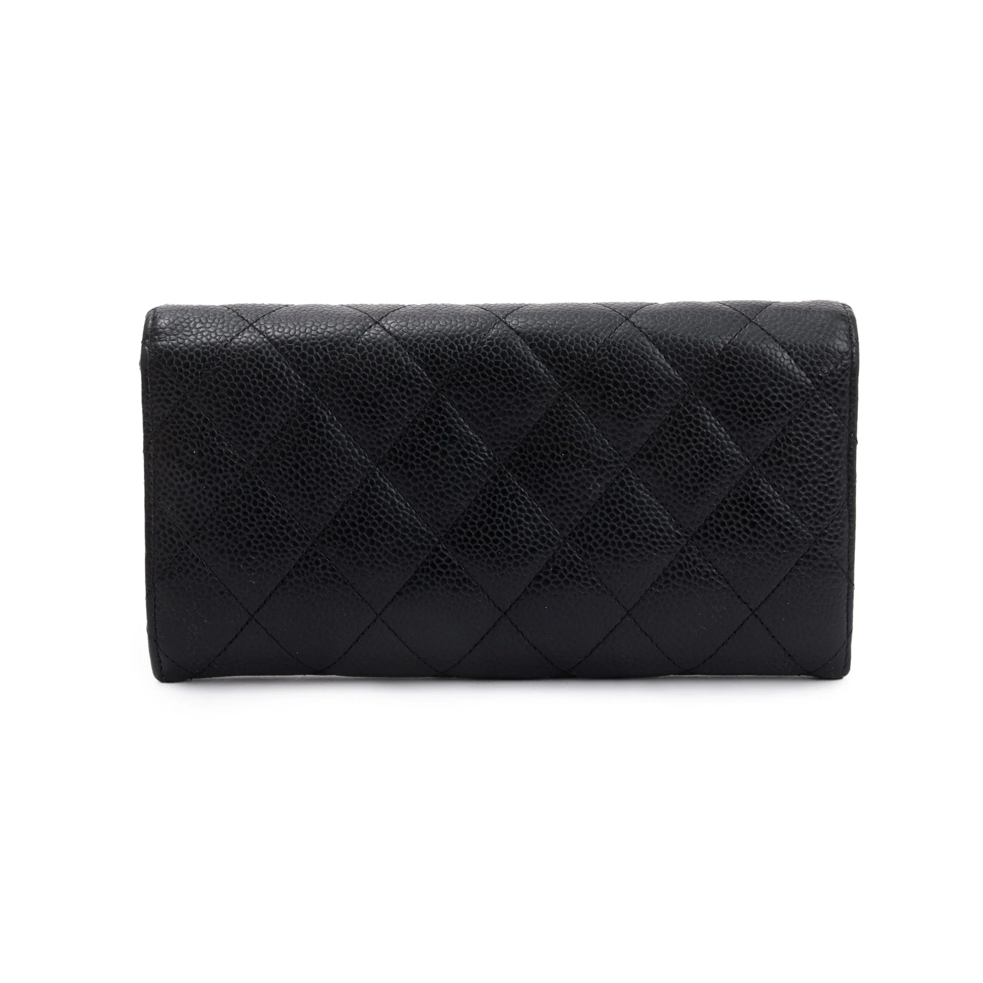 Chanel Black Caviar Leather Classic Long Flap Wallet - Image 3
