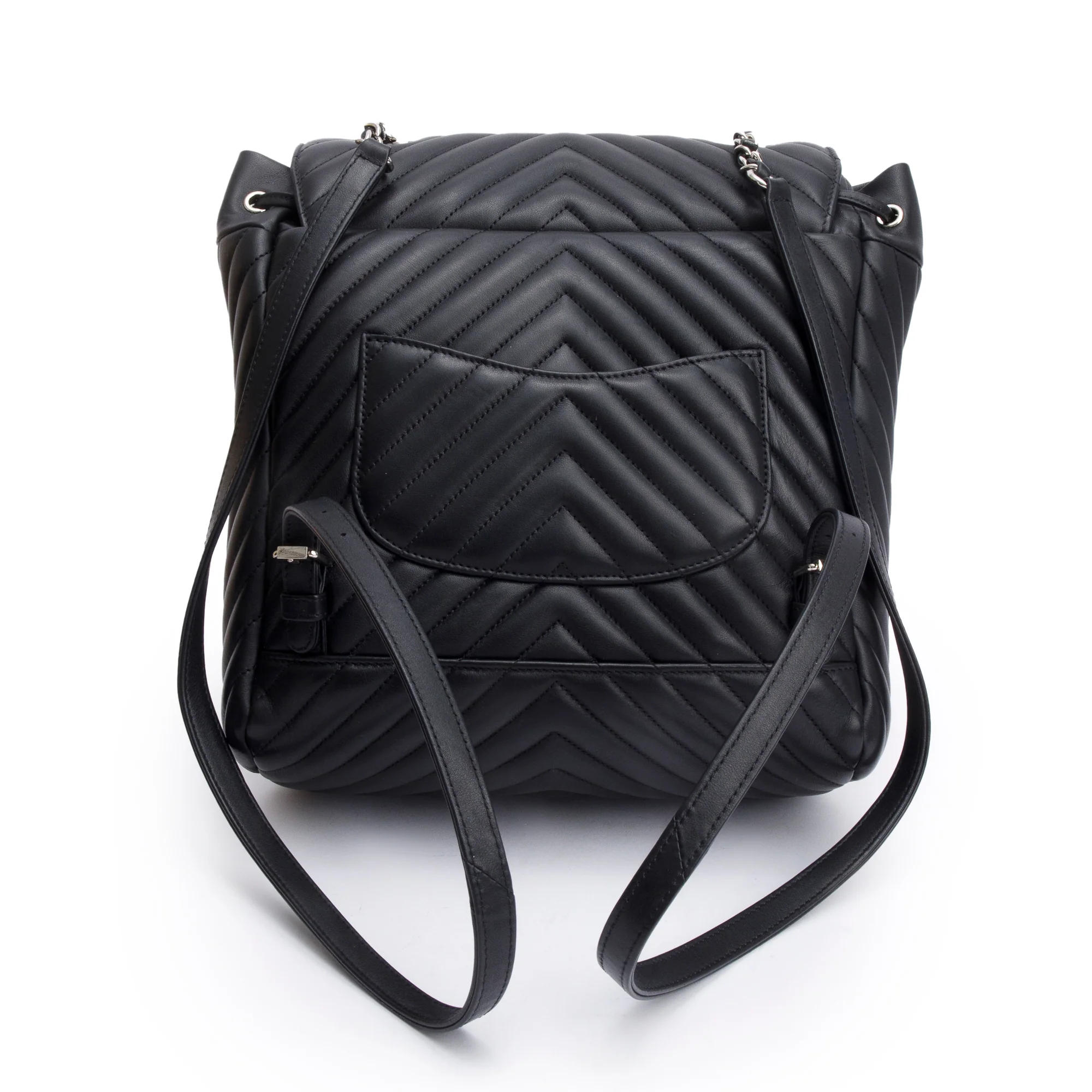 Chanel Black Chevron Quilted Lambskin Leather Small Urban Spirit Backpack - Image 3