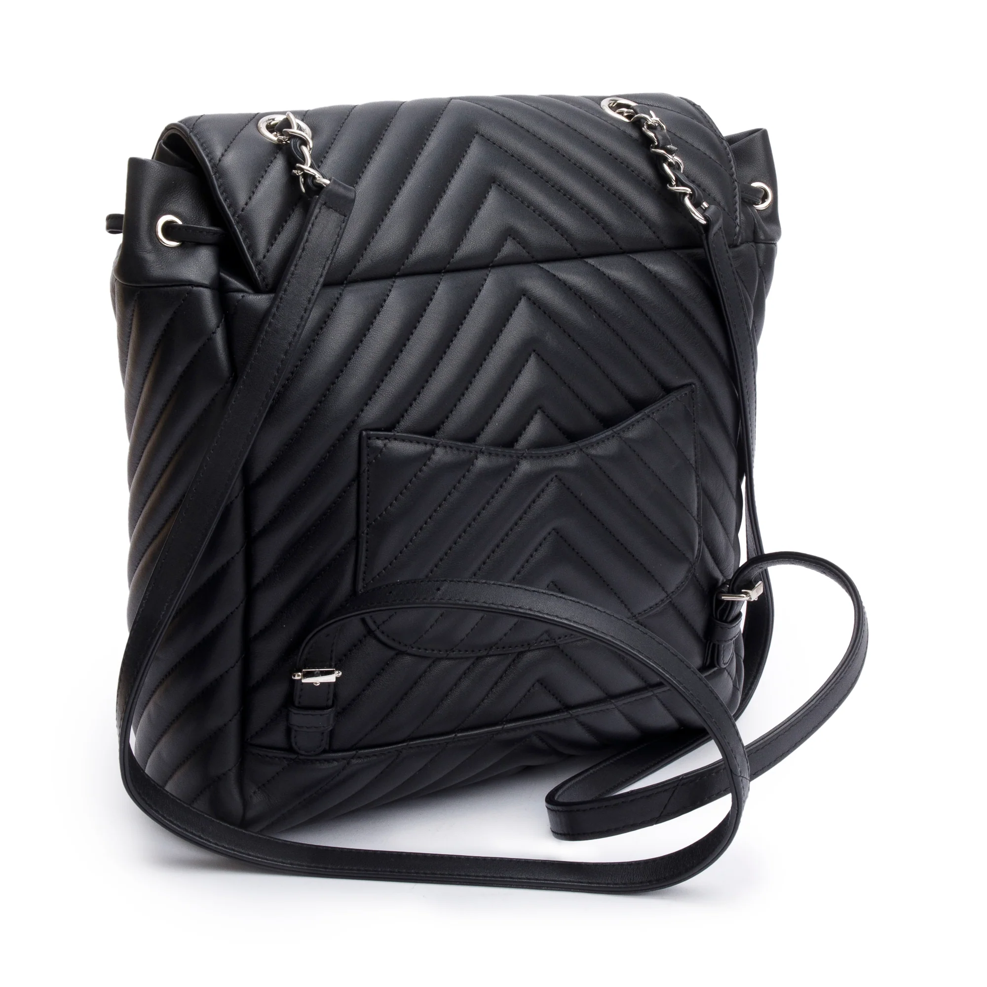 Chanel Black Chevron Quilted Lambskin Leather Small Urban Spirit Backpack - Image 4