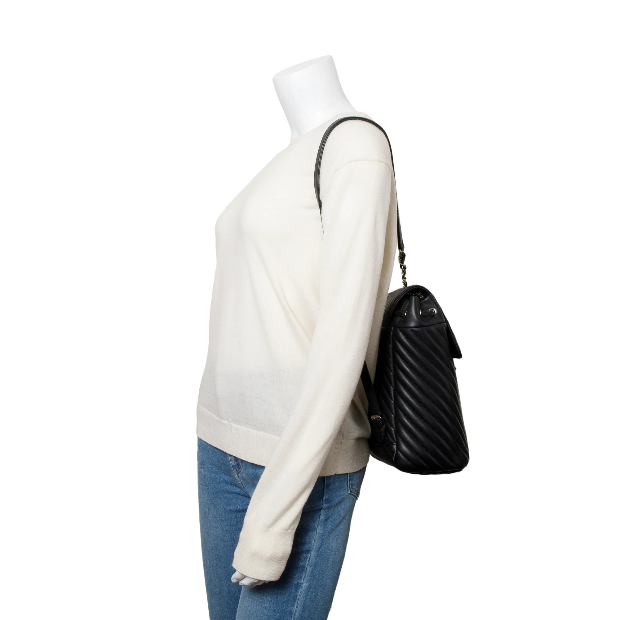 Chanel Black Chevron Quilted Lambskin Leather Small Urban Spirit Backpack - Image 5