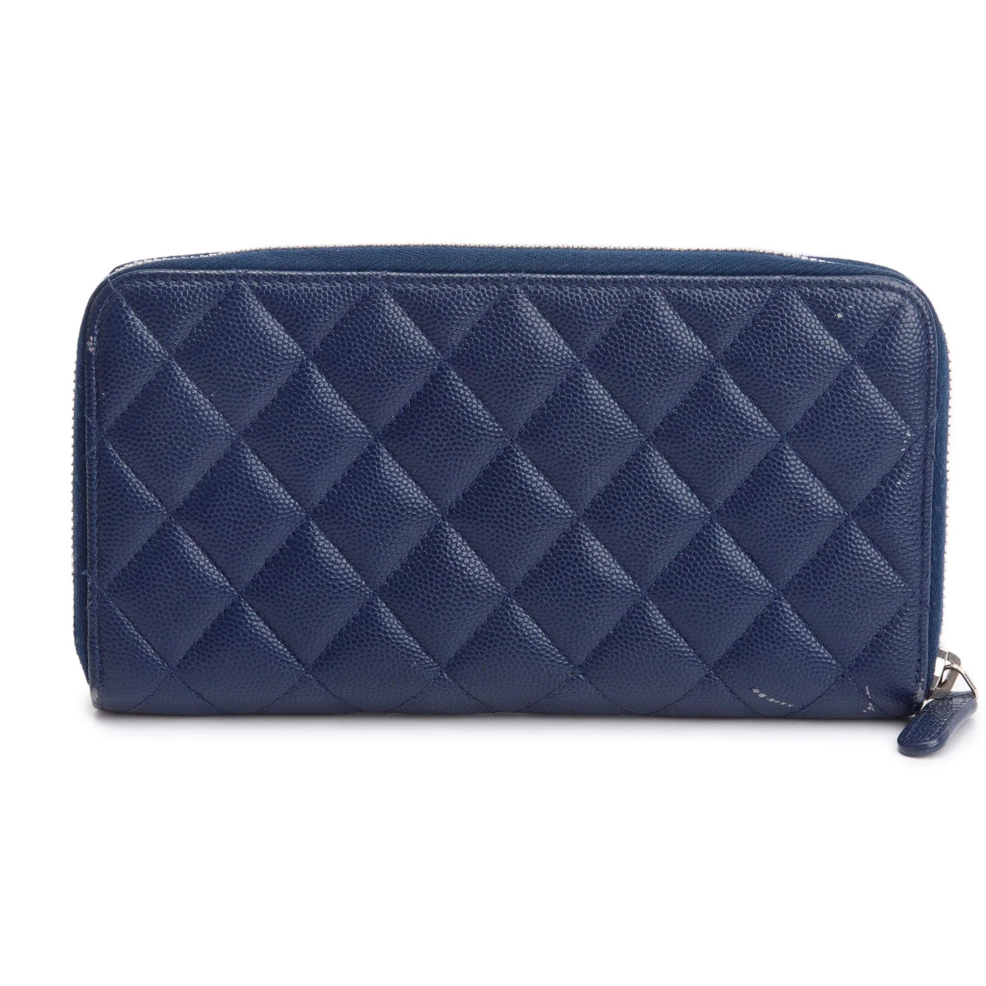 Chanel Blue Caviar Classic Large Gusset Zip Around Wallet - Image 3