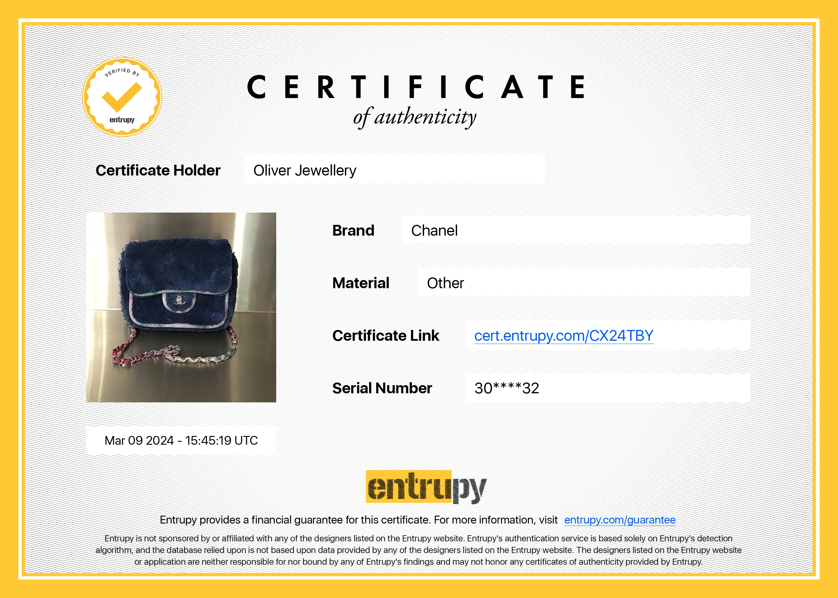 Chanel Navy Quilted Shearling Small Square Flap Bag w/ Authenticity Card - Image 10