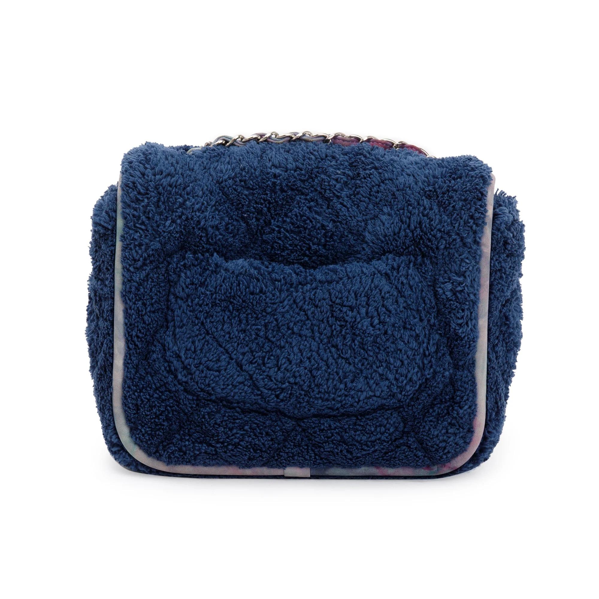 Chanel Navy Quilted Shearling Small Square Flap Bag w/ Authenticity Card - Image 5