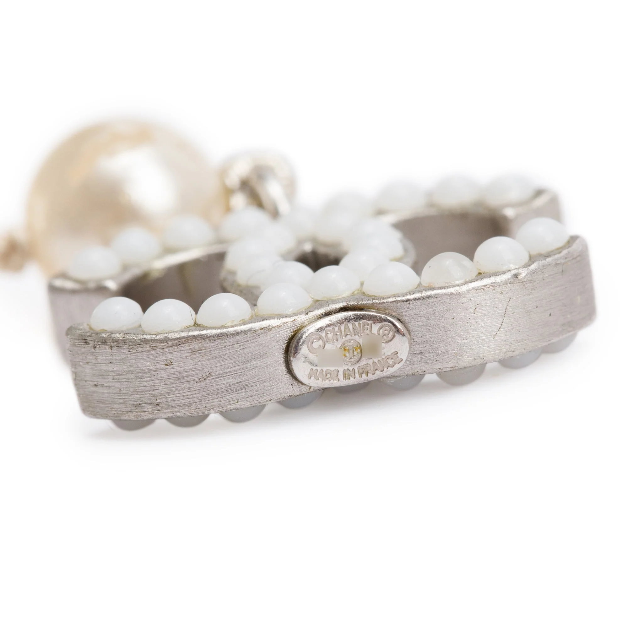 Chanel Palladium-Plated Faux Pearl CC Lariat Necklace - Image 6