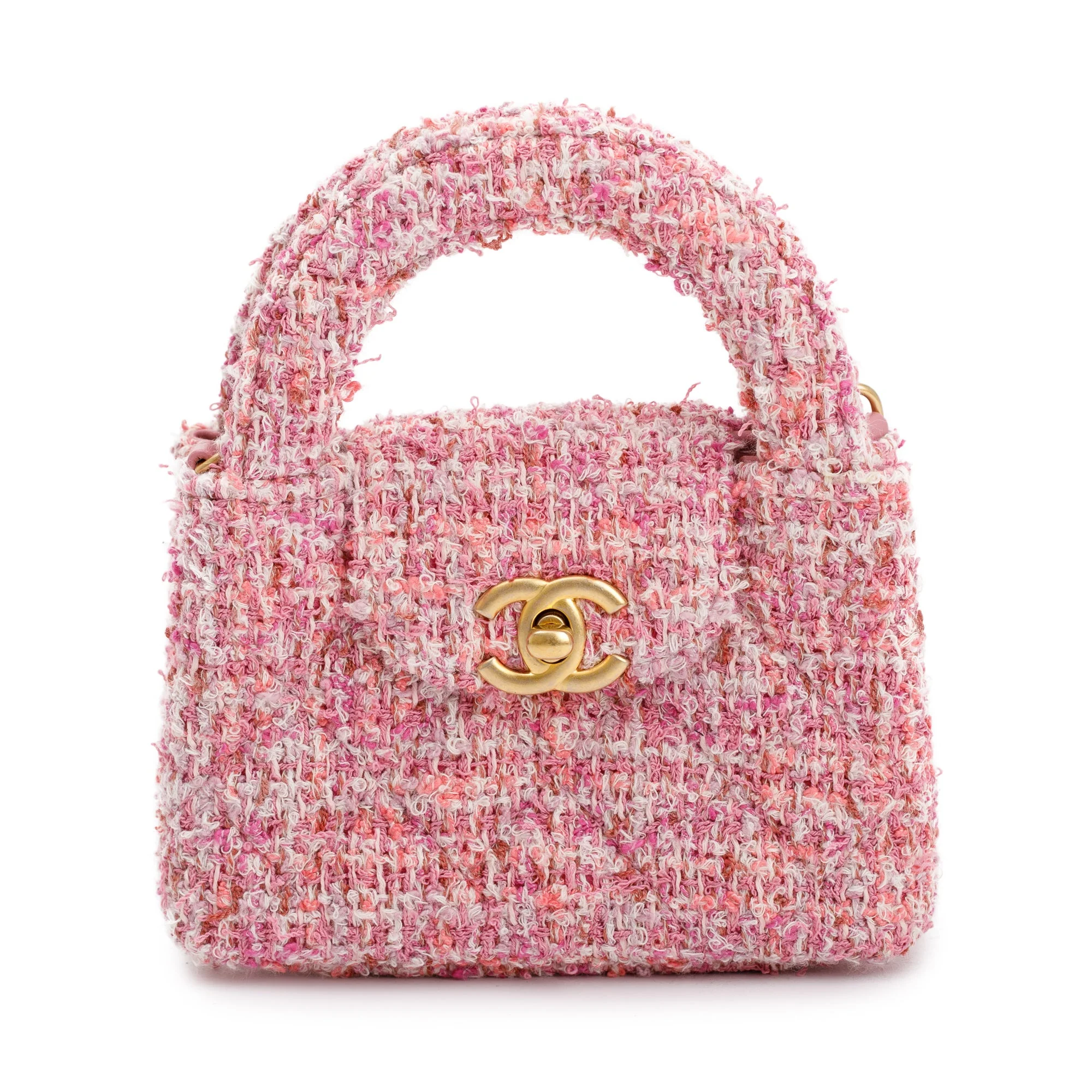 Chanel Pink Tweed Nano Kelly Shopper w/ Box - Image 4