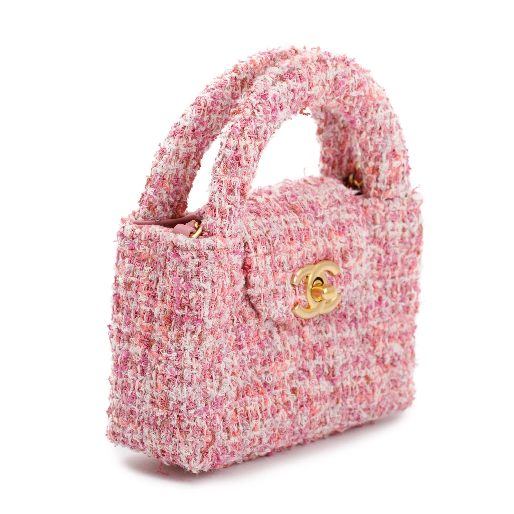 Chanel Pink Tweed Nano Kelly Shopper w/ Box - Image 5