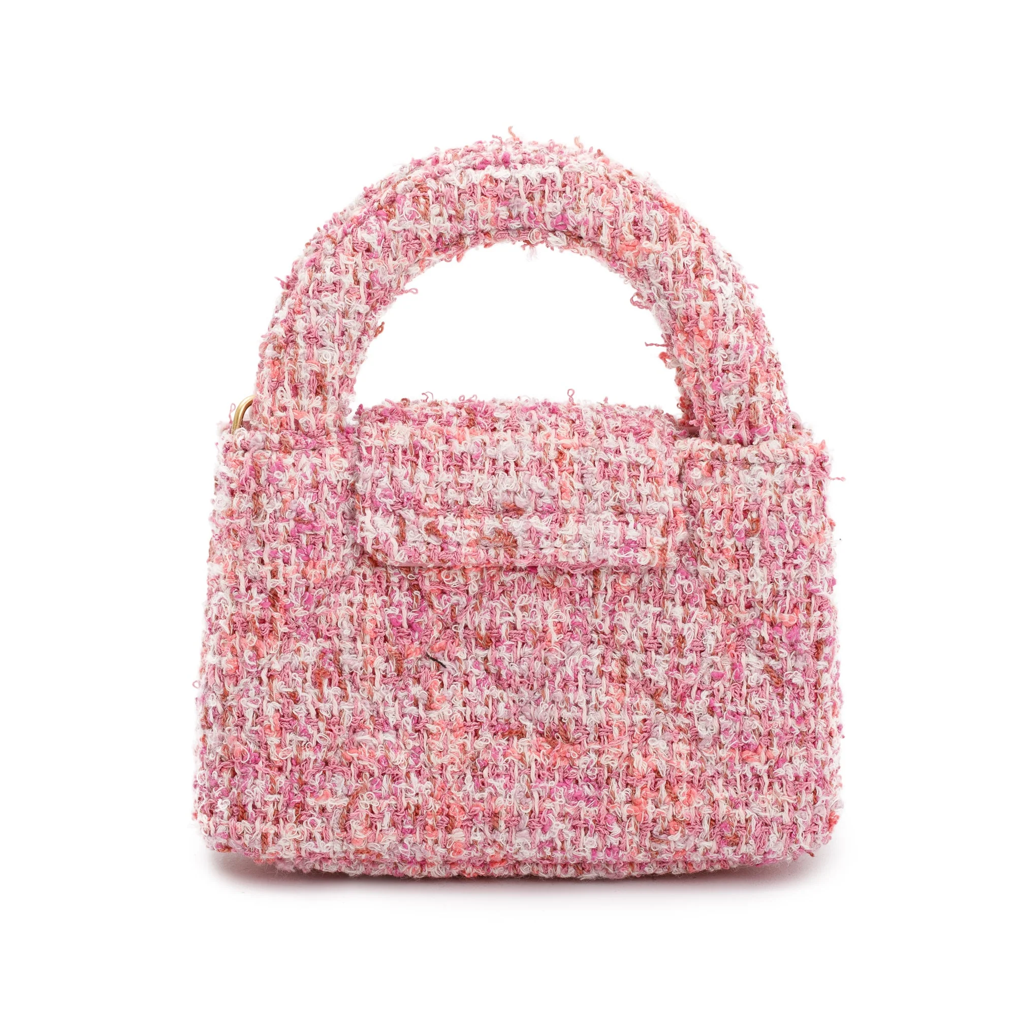 Chanel Pink Tweed Nano Kelly Shopper w/ Box - Image 6