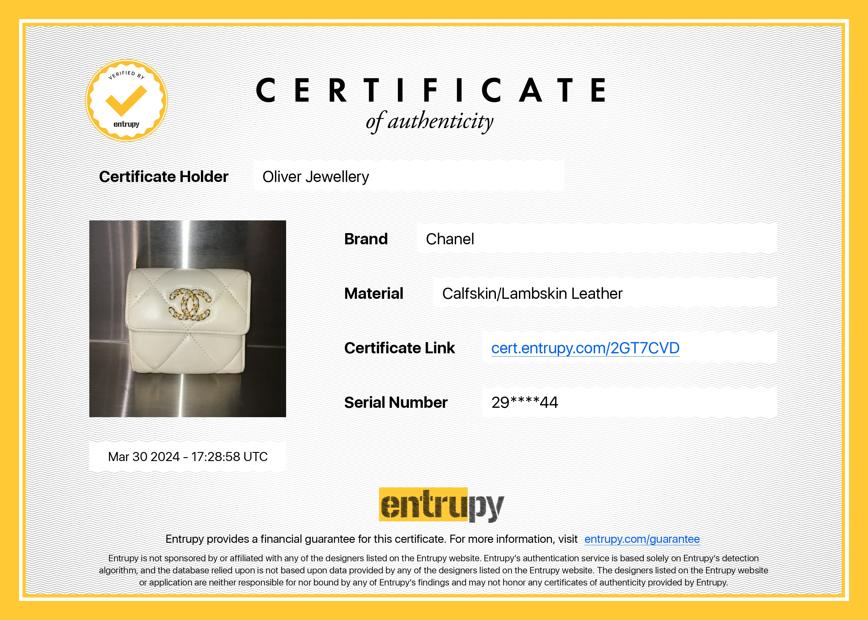 Chanel White Quilted Leather Small 19 Flap Wallet w/ Authenticity Card - Image 13