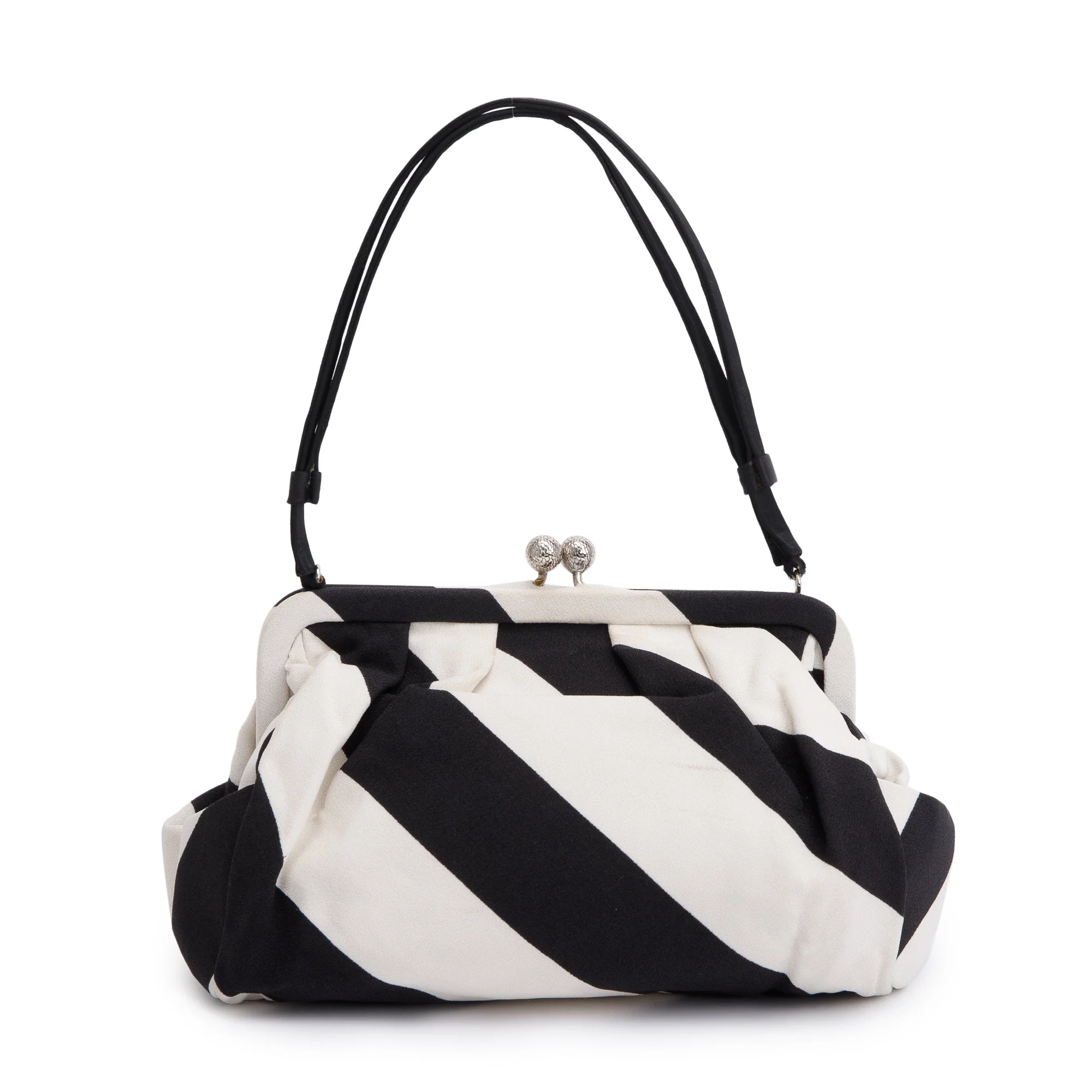 Christian Dior Black & White Canvas Frame Clutch Bag w/ Authenticity Card - Image 3