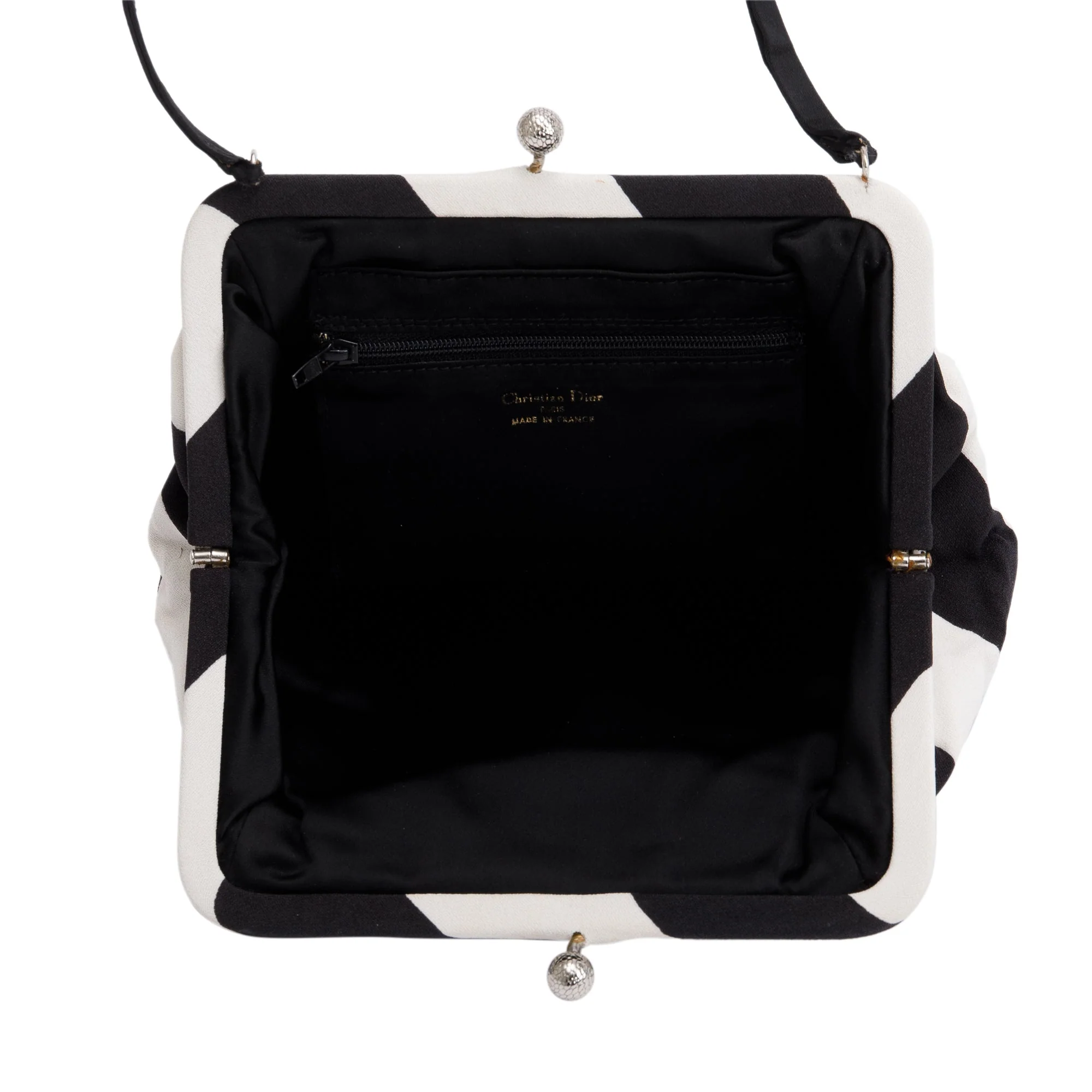 Christian Dior Black & White Canvas Frame Clutch Bag w/ Authenticity Card - Image 4