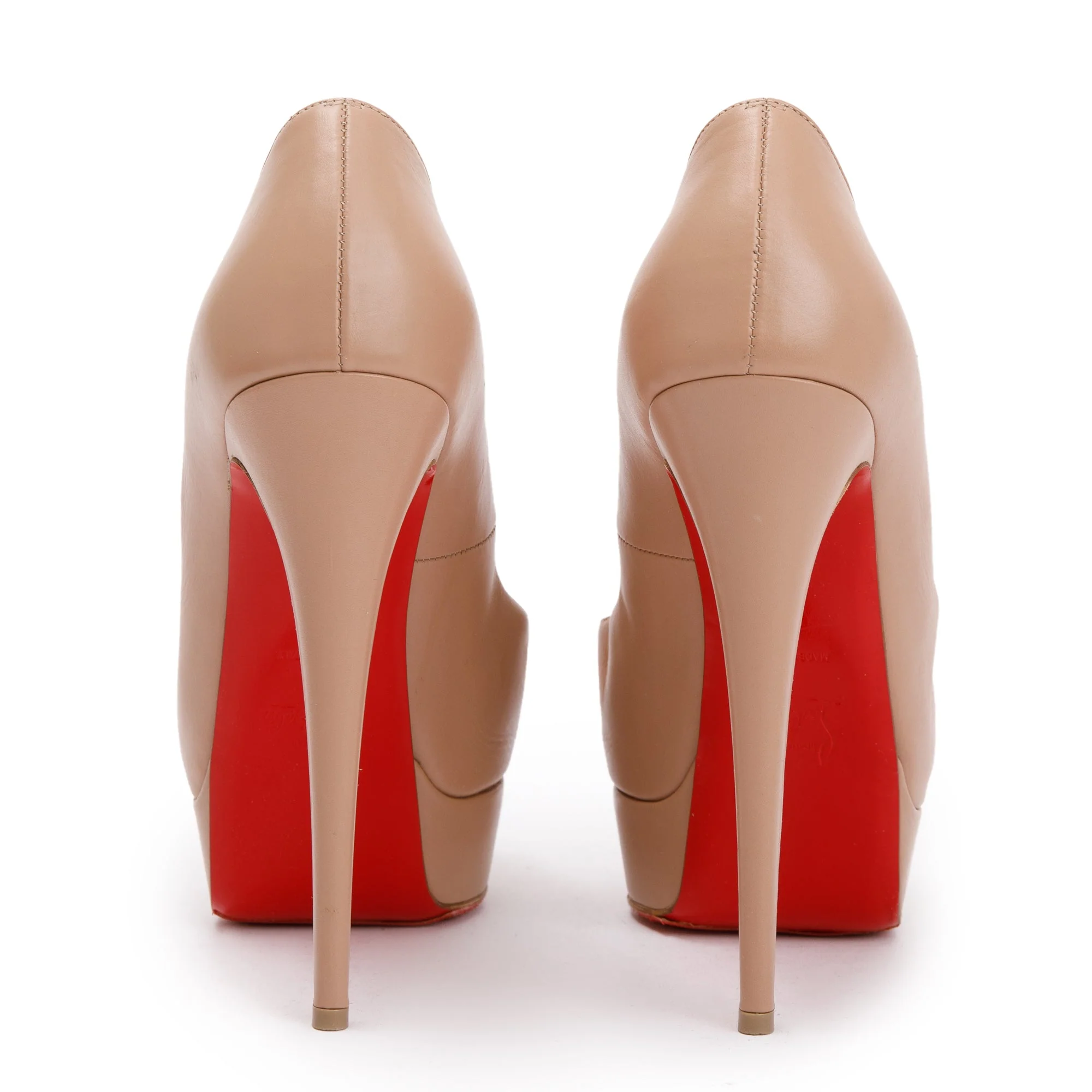 Christian Louboutin Nude Calf Leather Altapoppins 150 T-Strap Pumps, Size 40 w/ Box - Image 5