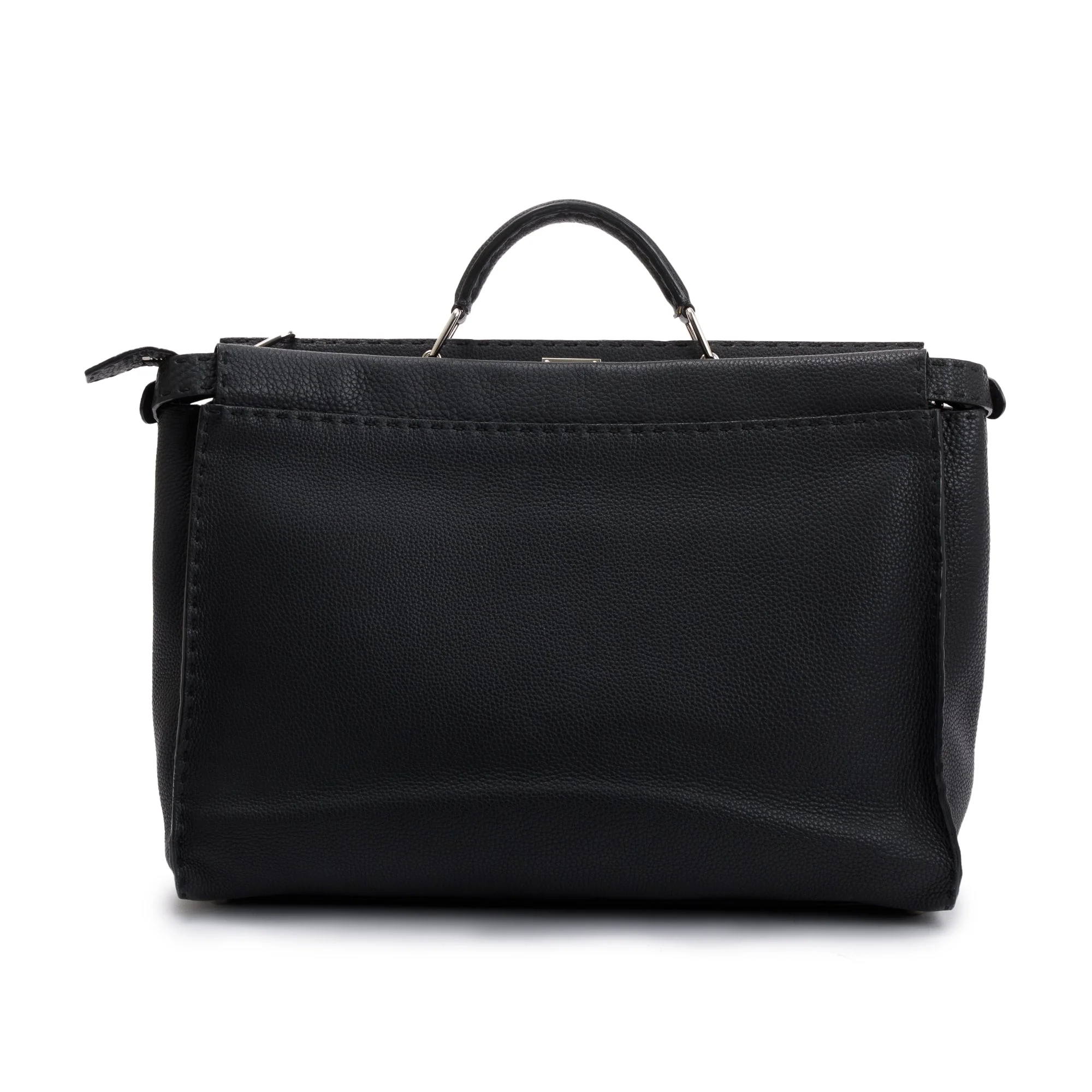 Fendi Black Calfskin Leather Faces XL Peekaboo Bag w/ Strap - Image 5