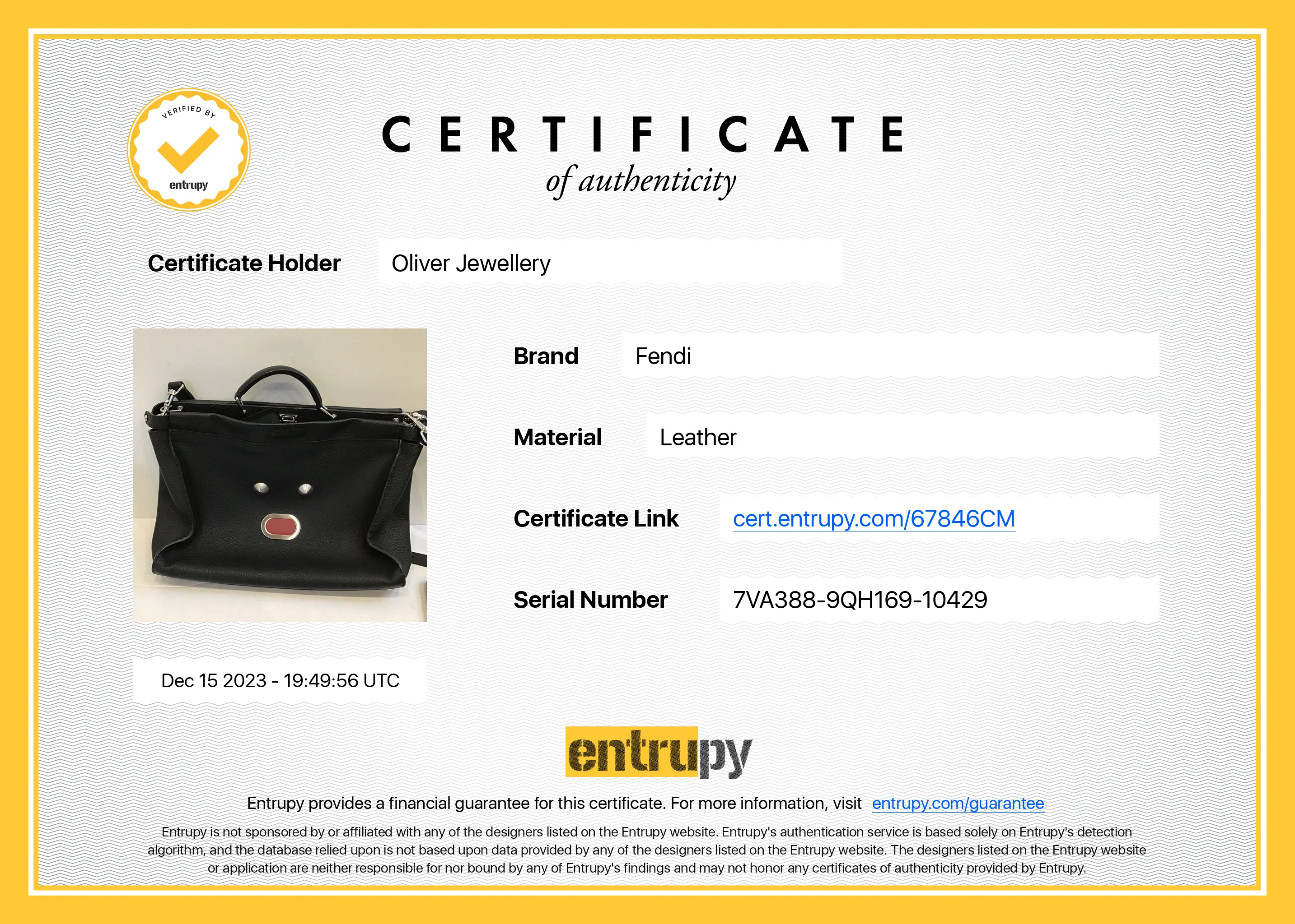 Fendi Black Calfskin Leather Faces XL Peekaboo Bag w/ Strap - Image 9