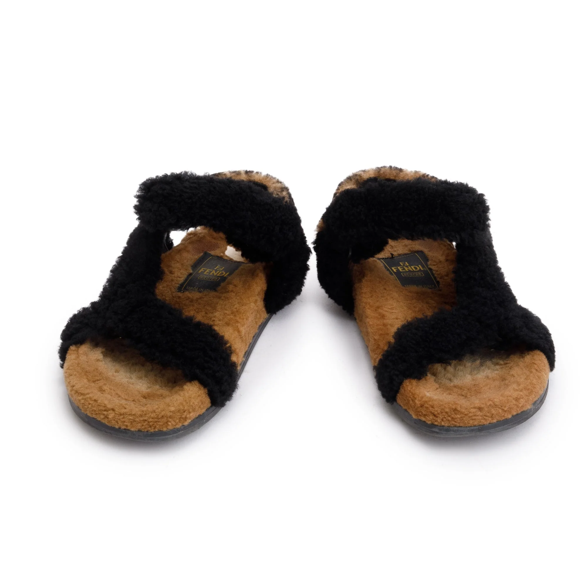 Fendi Brown FF Fur Fendi Feel Sandals, Size 37 - Image 3