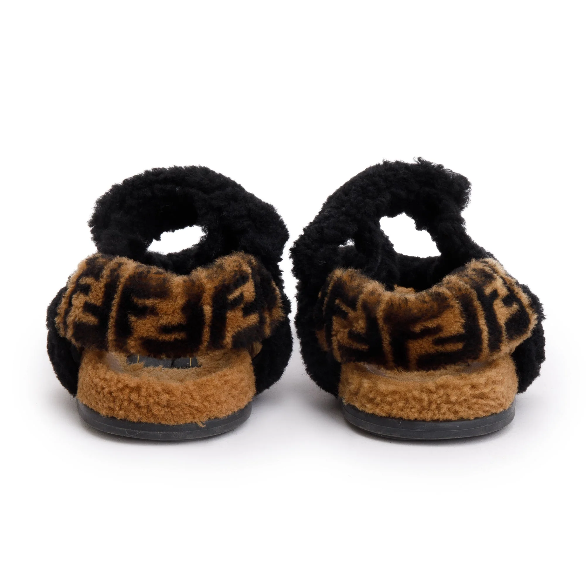 Fendi Brown FF Fur Fendi Feel Sandals, Size 37 - Image 5