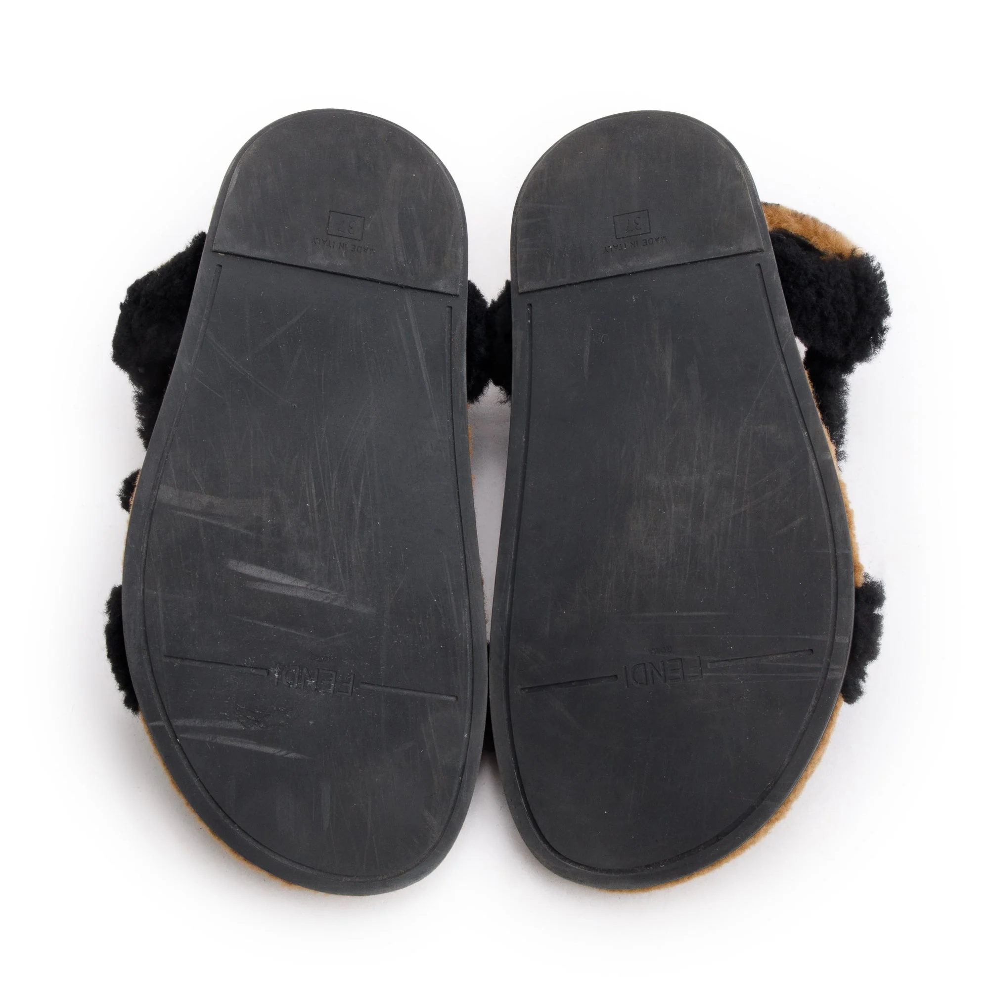 Fendi Brown FF Fur Fendi Feel Sandals, Size 37 - Image 6
