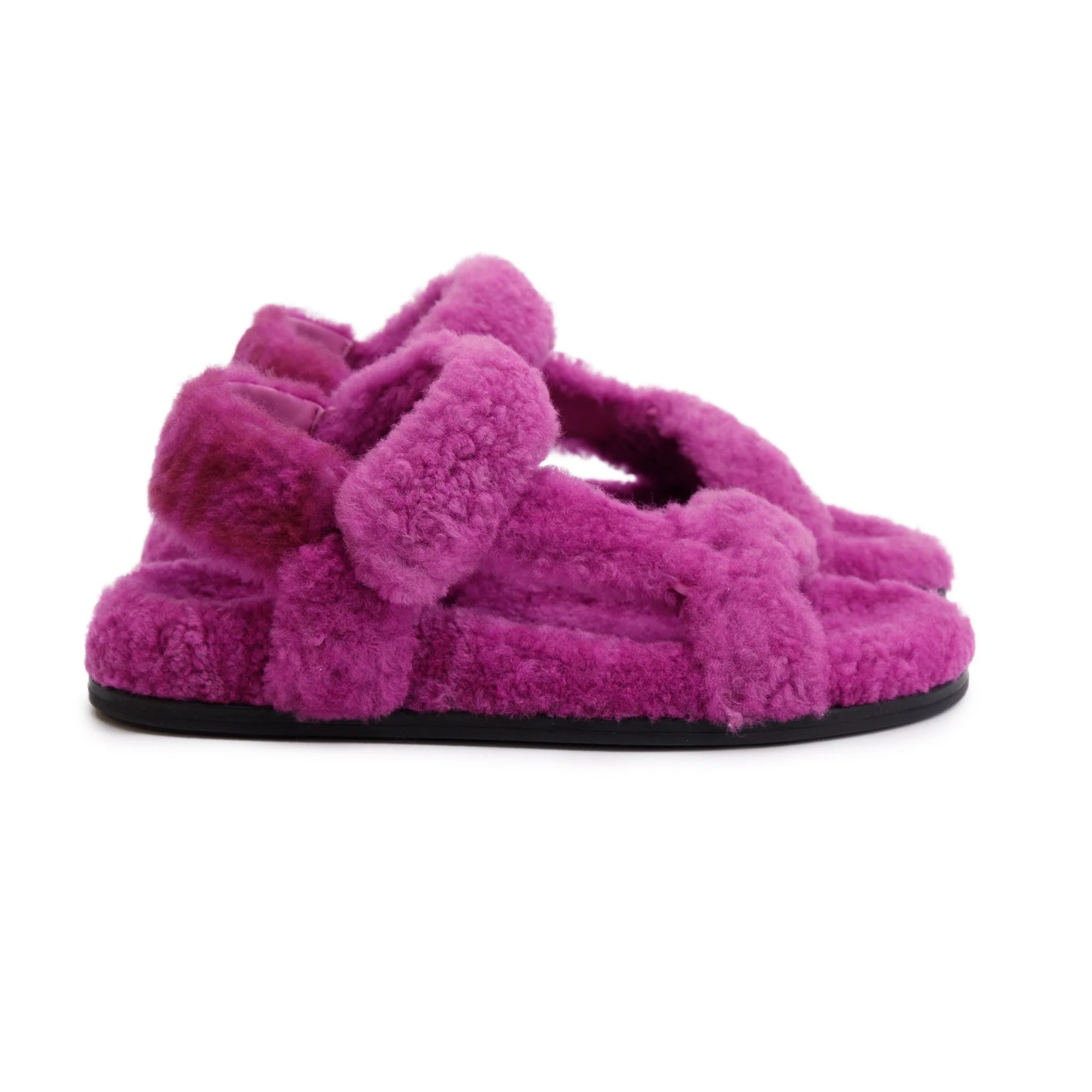 Fendi Purple Fur Fendi Feel Sandals, Size 36.5 w/ Box - Image 3