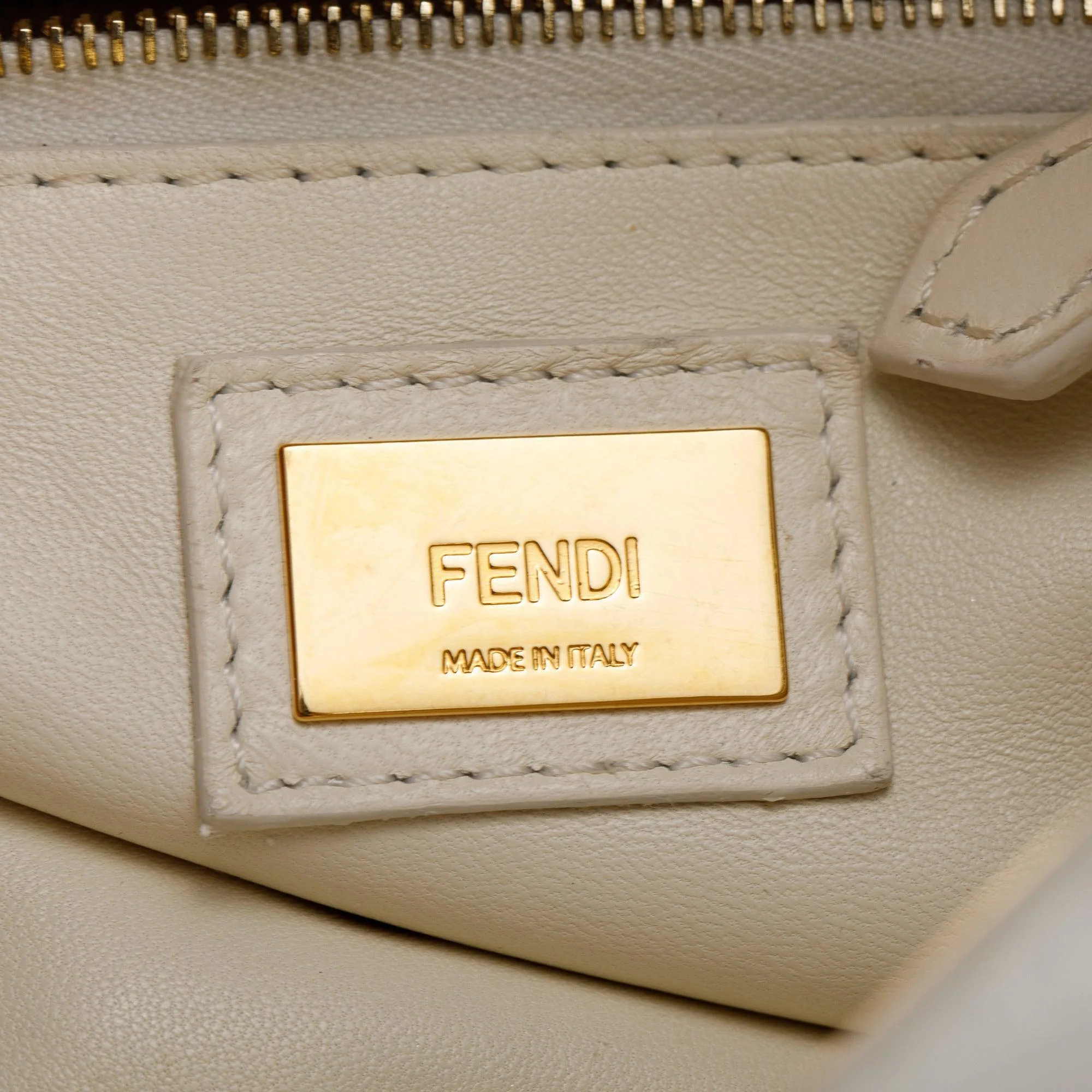 Fendi White Shearling Mini Peekaboo Handle Bag - Image 11
