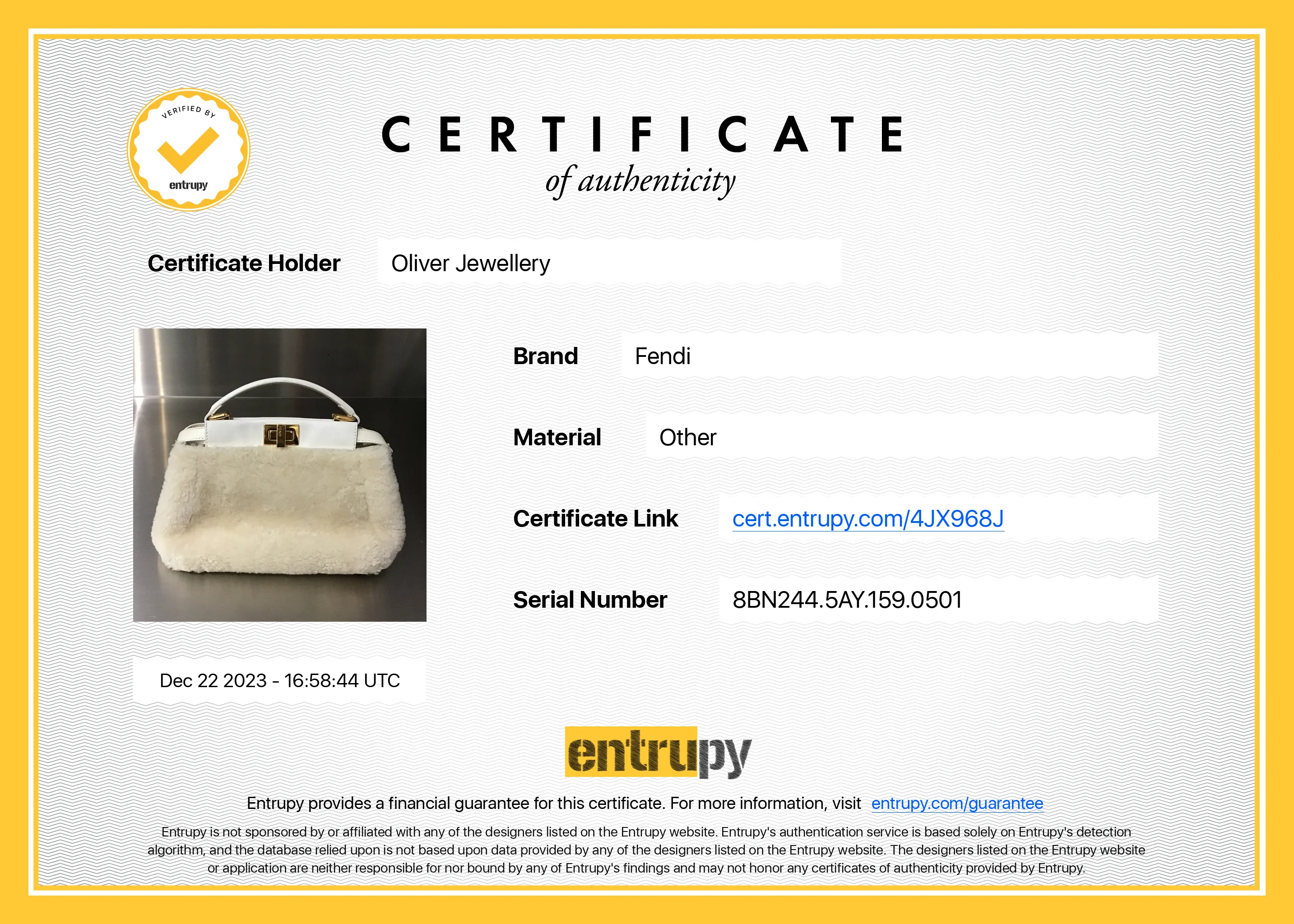 Fendi White Shearling Mini Peekaboo Handle Bag - Image 13