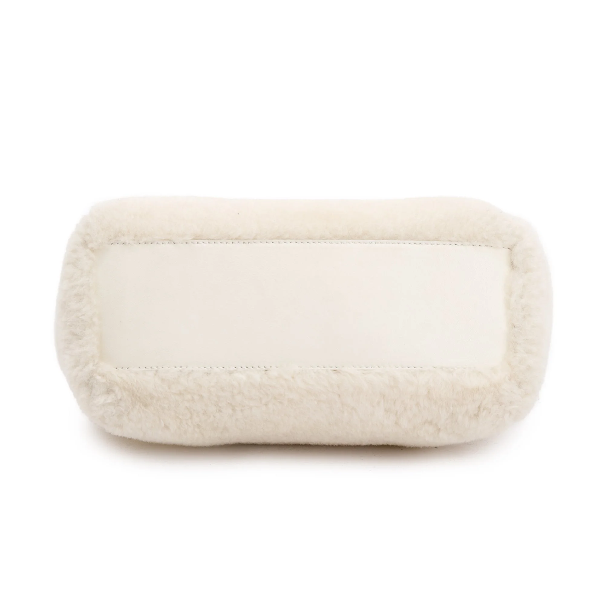 Fendi White Shearling Mini Peekaboo Handle Bag - Image 4