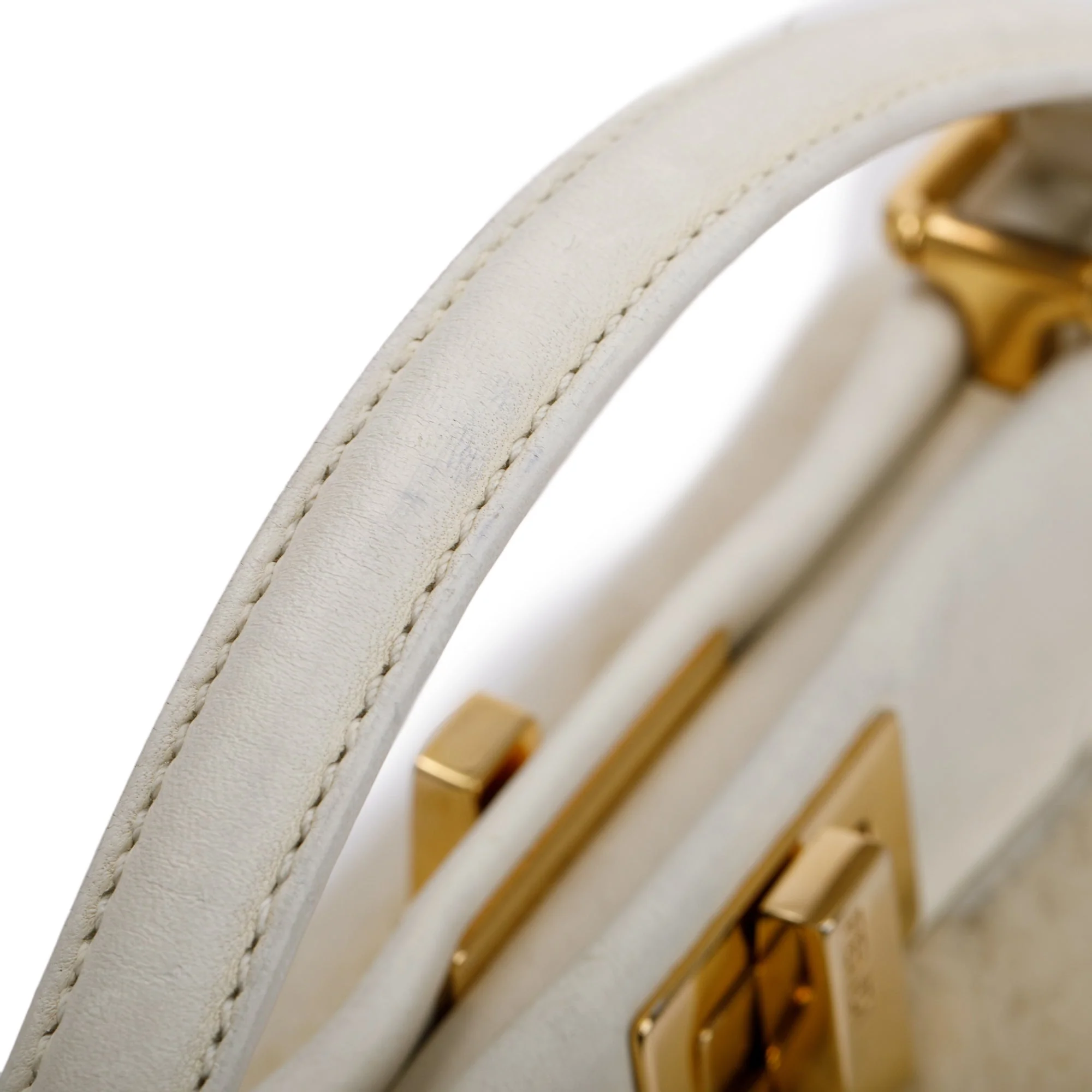 Fendi White Shearling Mini Peekaboo Handle Bag - Image 5