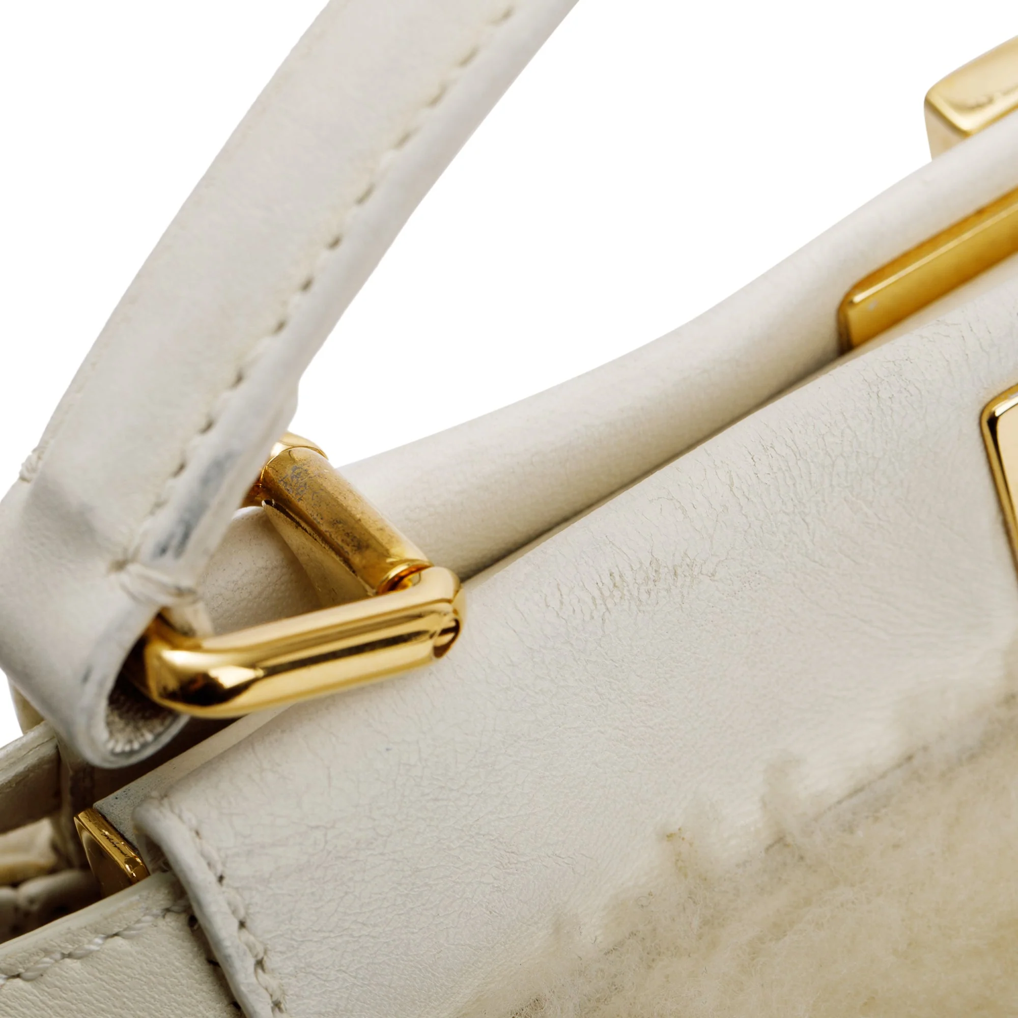 Fendi White Shearling Mini Peekaboo Handle Bag - Image 6